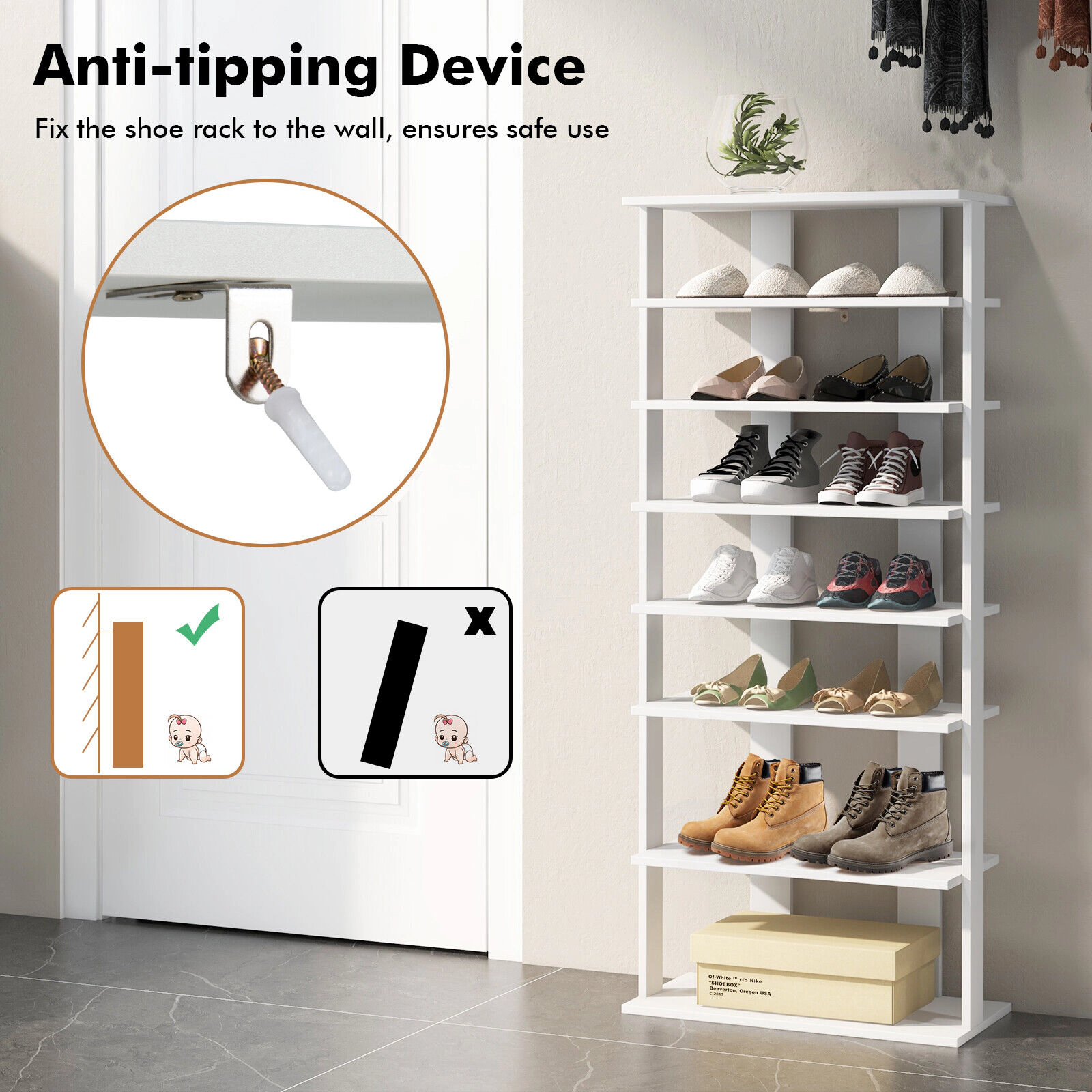 Hivvago 7-Tier Freestanding Shoe Organizer
