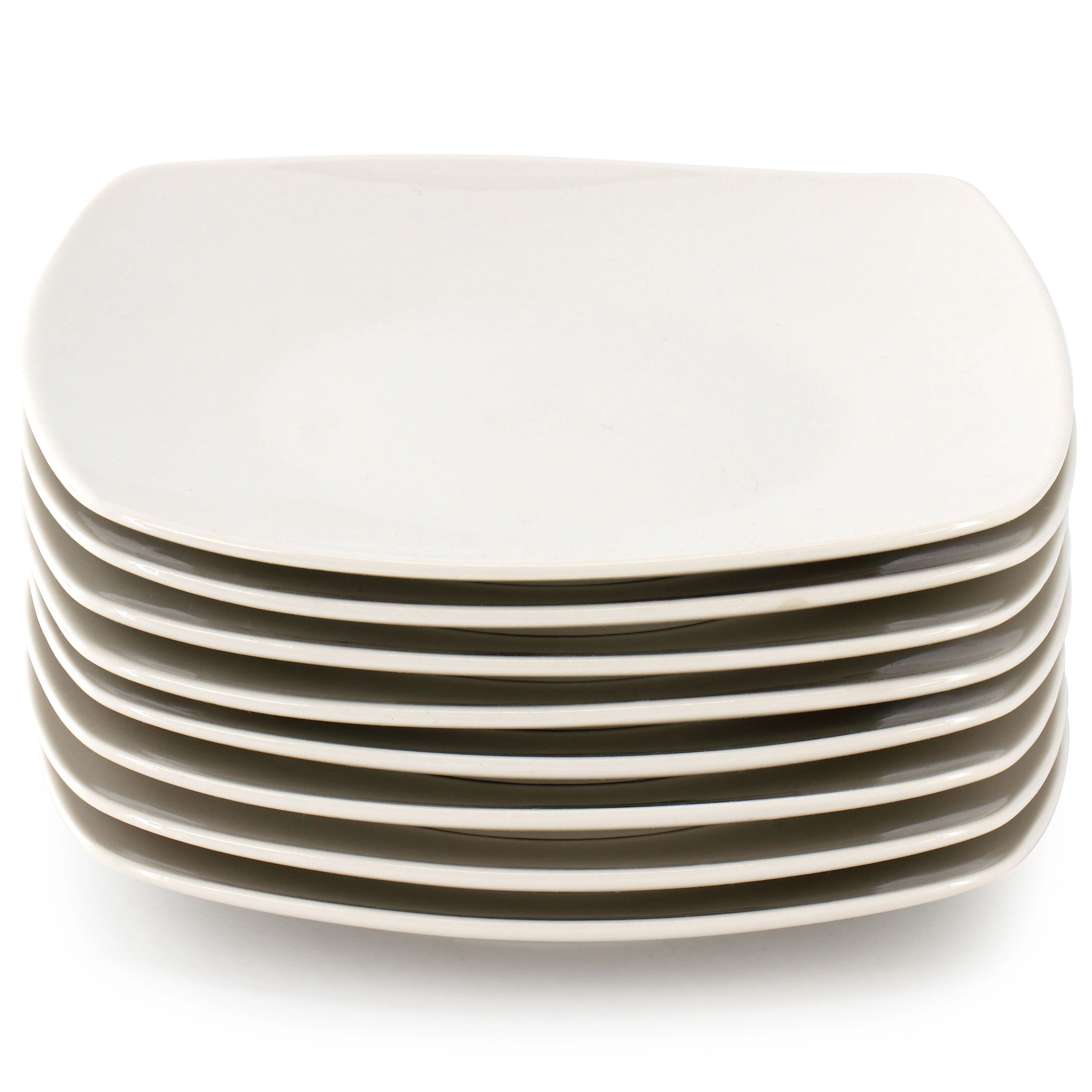 Gibson Home Zen Buffetware 8 Piece 7in Stoneware Dessert Plate Set in White