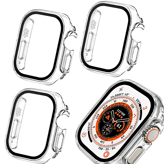 Qixxronics 3PACK Case for Apple Watch Series Ultra 2 49mm, Built-in Tempered Glass Screen Protector