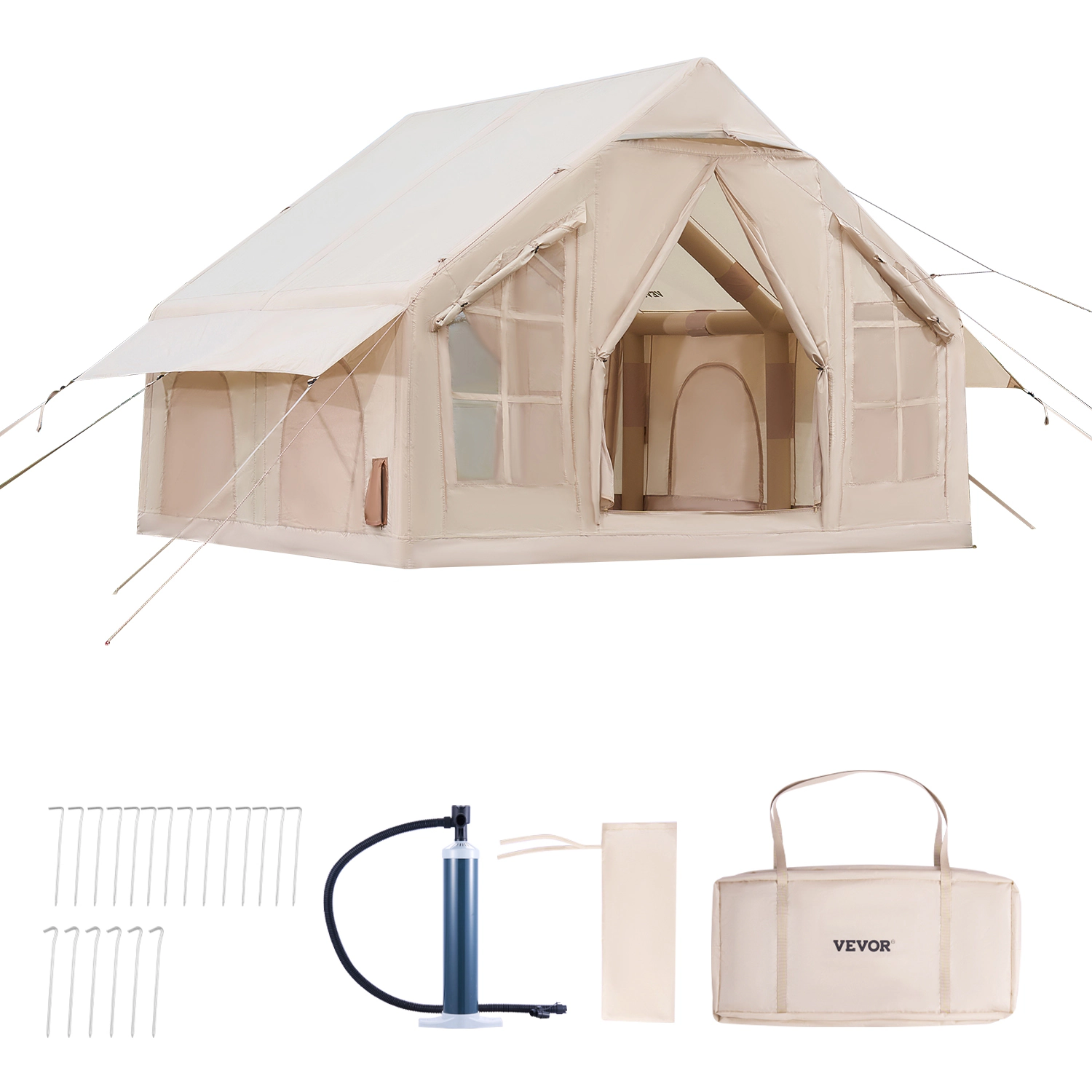 HONGGE Inflatable Tents for Camping Easy Setup Blow up Tent with Hand Pump 300D Oxford 4 Season Glamping Tent with