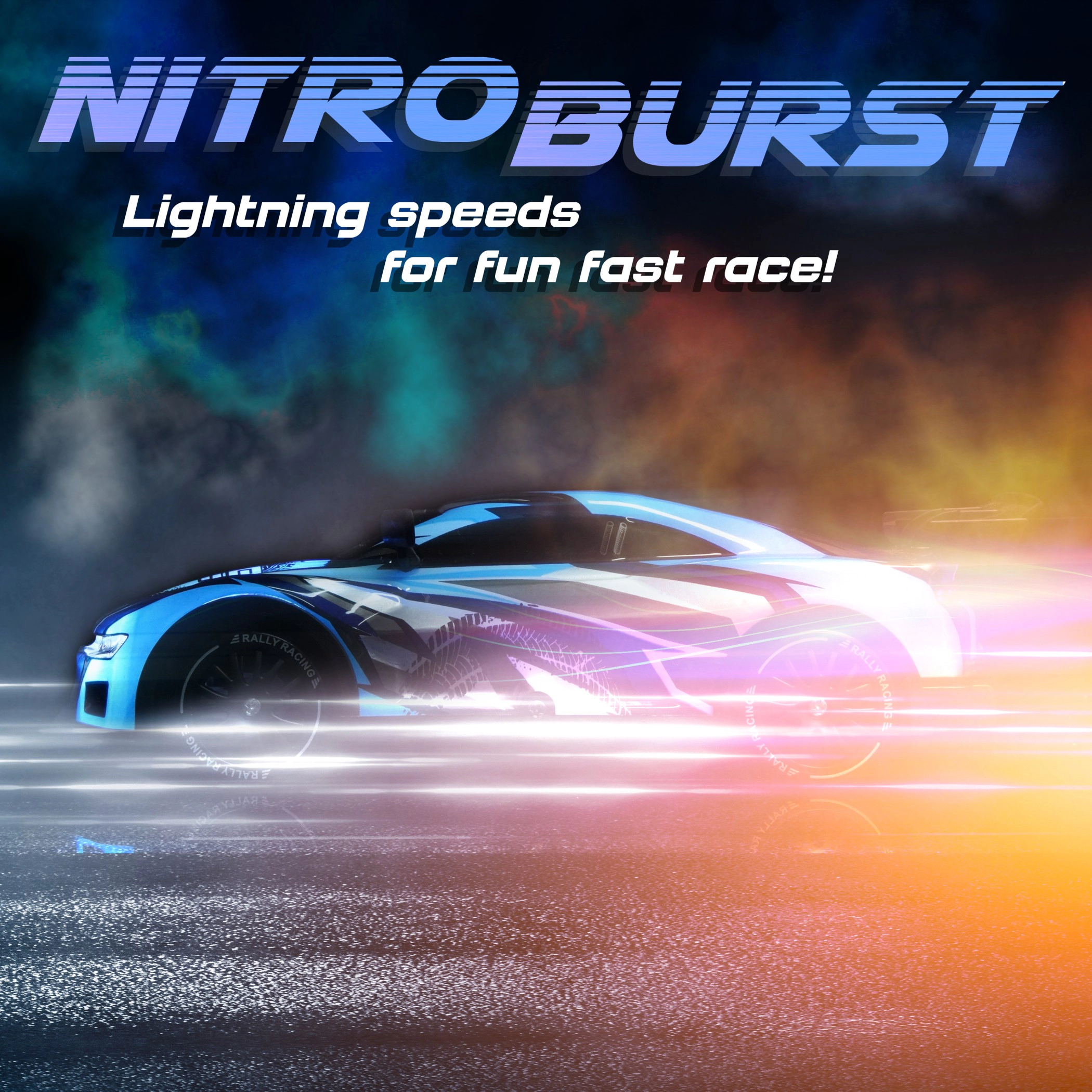 Force1 High-Speed Drift RC Car – 2.4GHz Remote Control, LED Lights, Rechargeable Battery - Blue