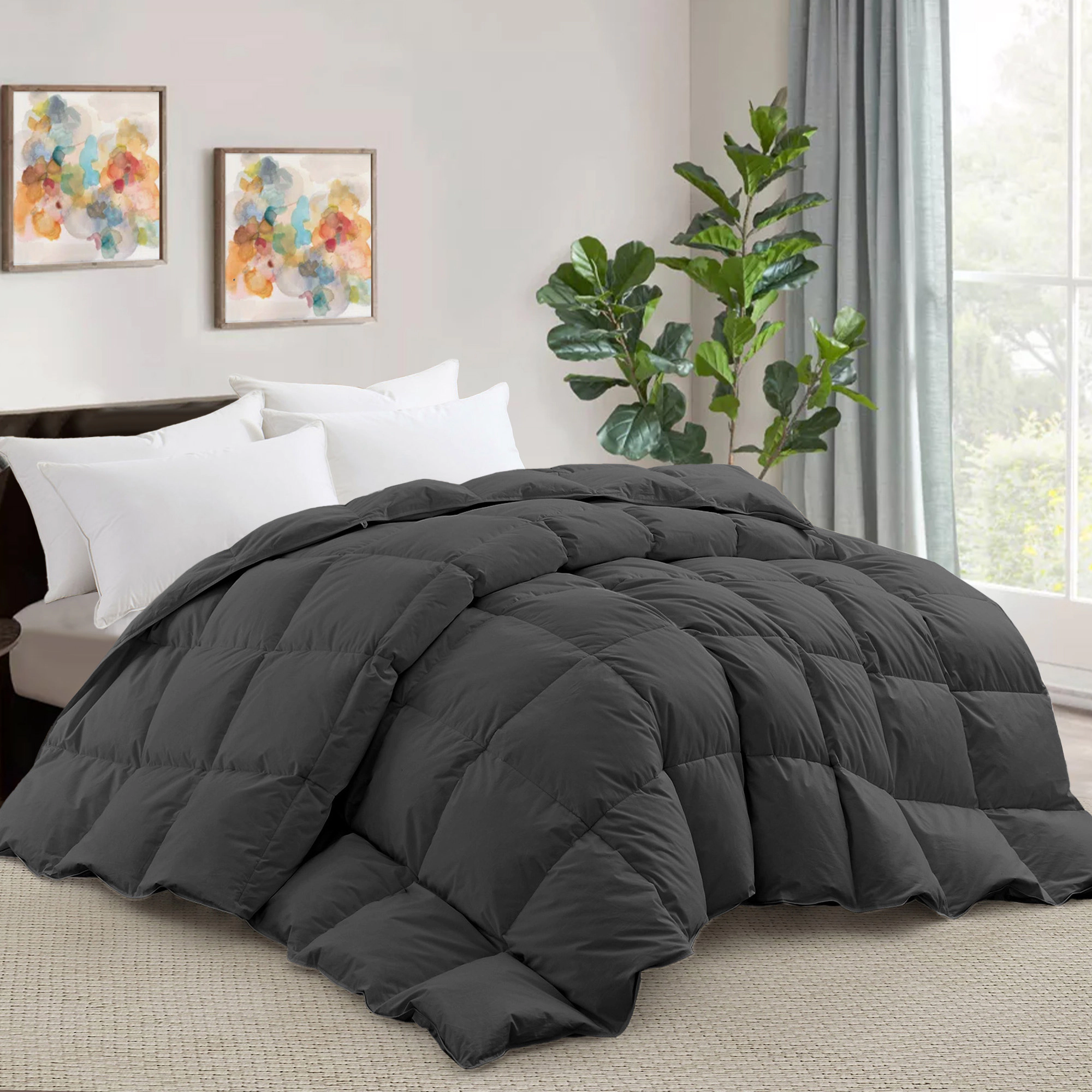 Unikome Luxury Feather Down Fiber Comforter Insert, Soft Fluffy Bedding for Hotel Sleep Experience
