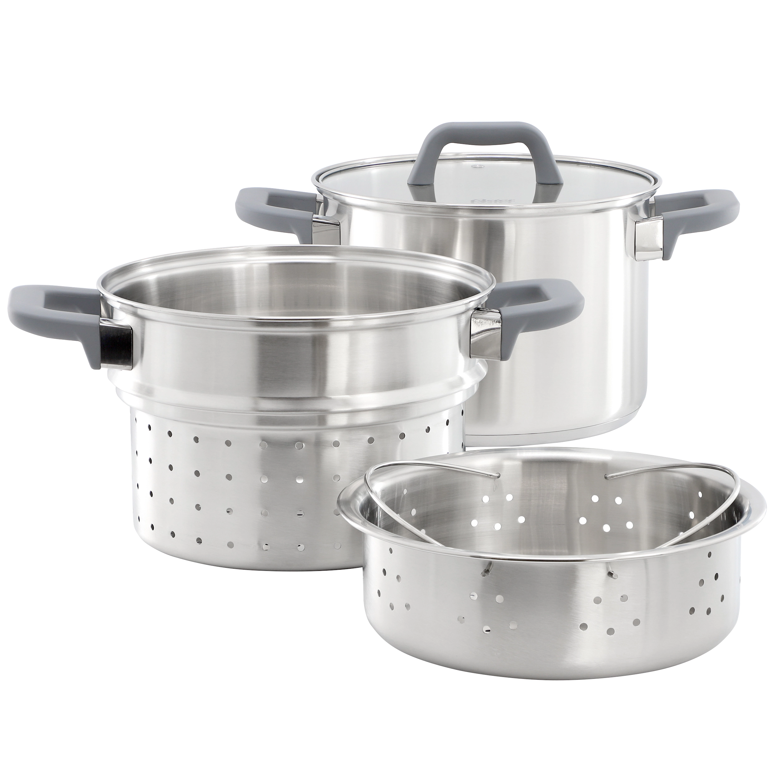 Oster Beauford 4 Piece 5 Quart Stainless Steel Stock Pot with Inserts