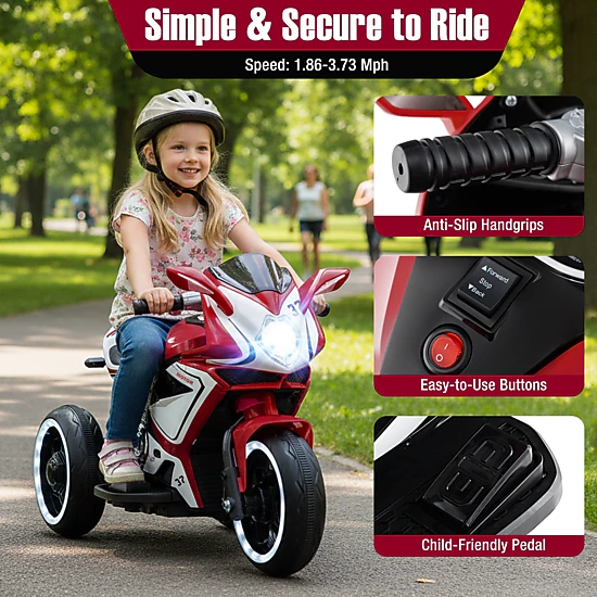 SUGIFT 6V Pink Kids Ride-On Mini Electric Motorcycle with LED Lights and Soft Start 31-in W 66-lb Rider