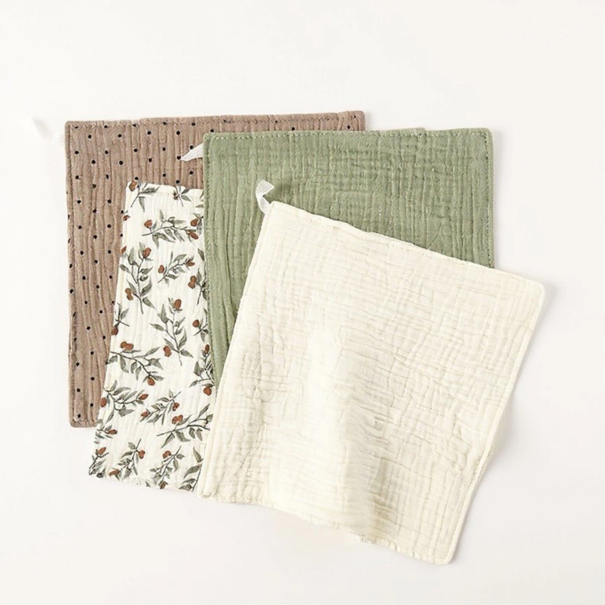 Alilang Unisex Soft Cotton Textured Kitchen Cleaning Cloths Hanging Dish Towels Floral and Solid Mix 4 Pack