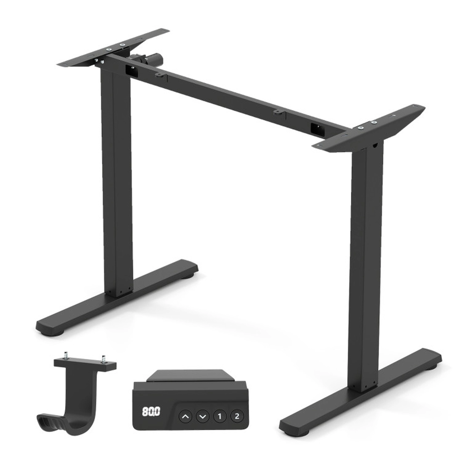 SUGIFT Height Adjustable Standing Desk Frame LED Display 27.5-45.5-in Tall Metal Base for 40-48-in Desktops Black