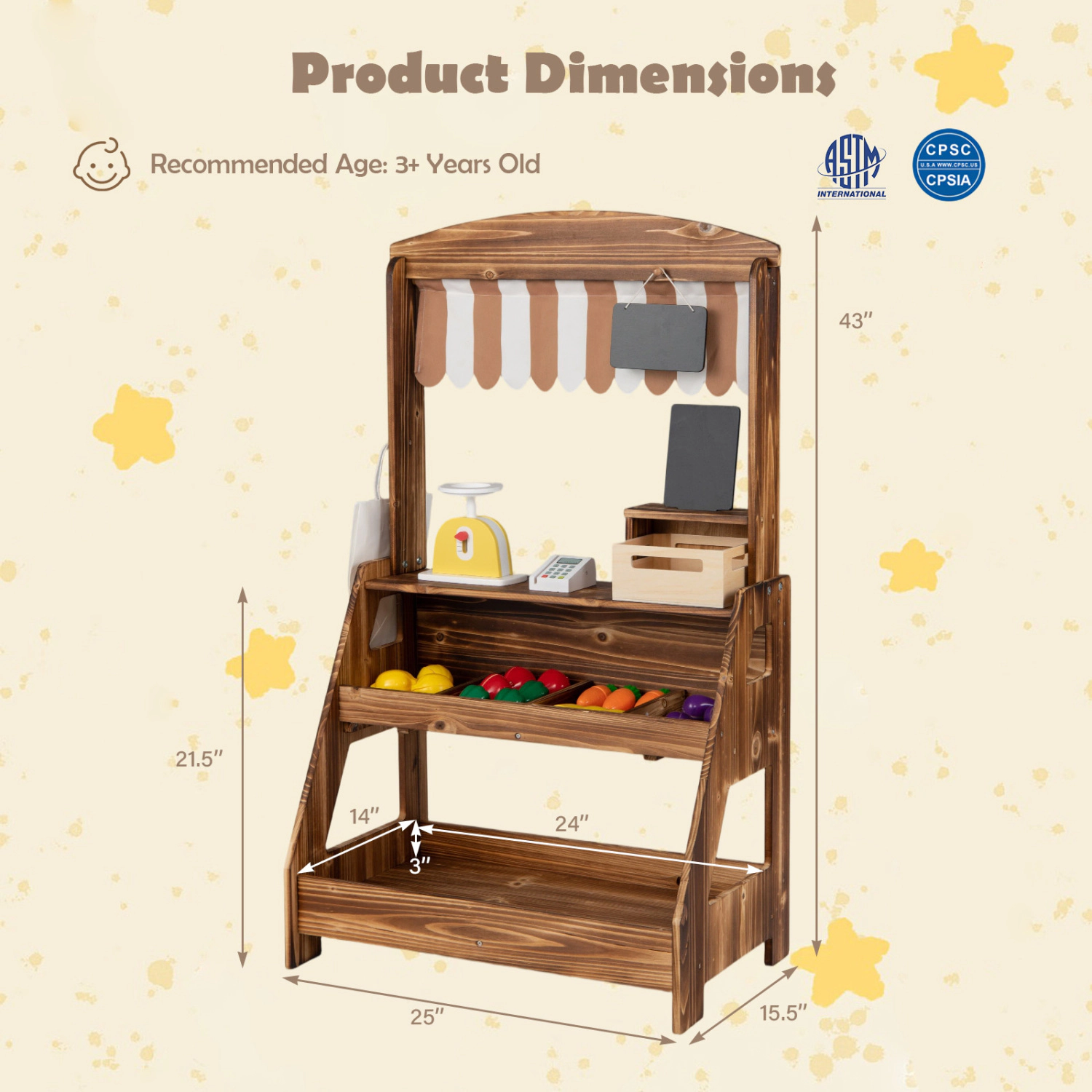 Hivvago 2-in-1 Wooden Mud Kitchen and Market Stand for Kids Outdoor with Planter Box 2 Chalkboards