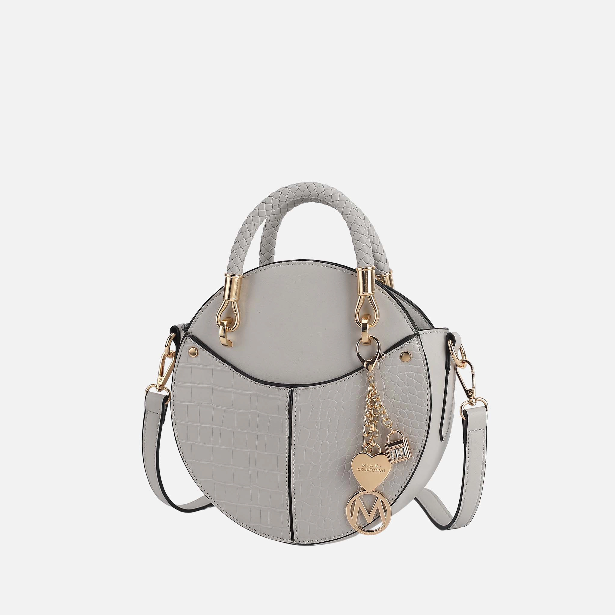 Mia K Collection Nobella Croco Crossbody Bag - Vegan Croc-Embossed Faux Leather, Gold-Tone Hardware