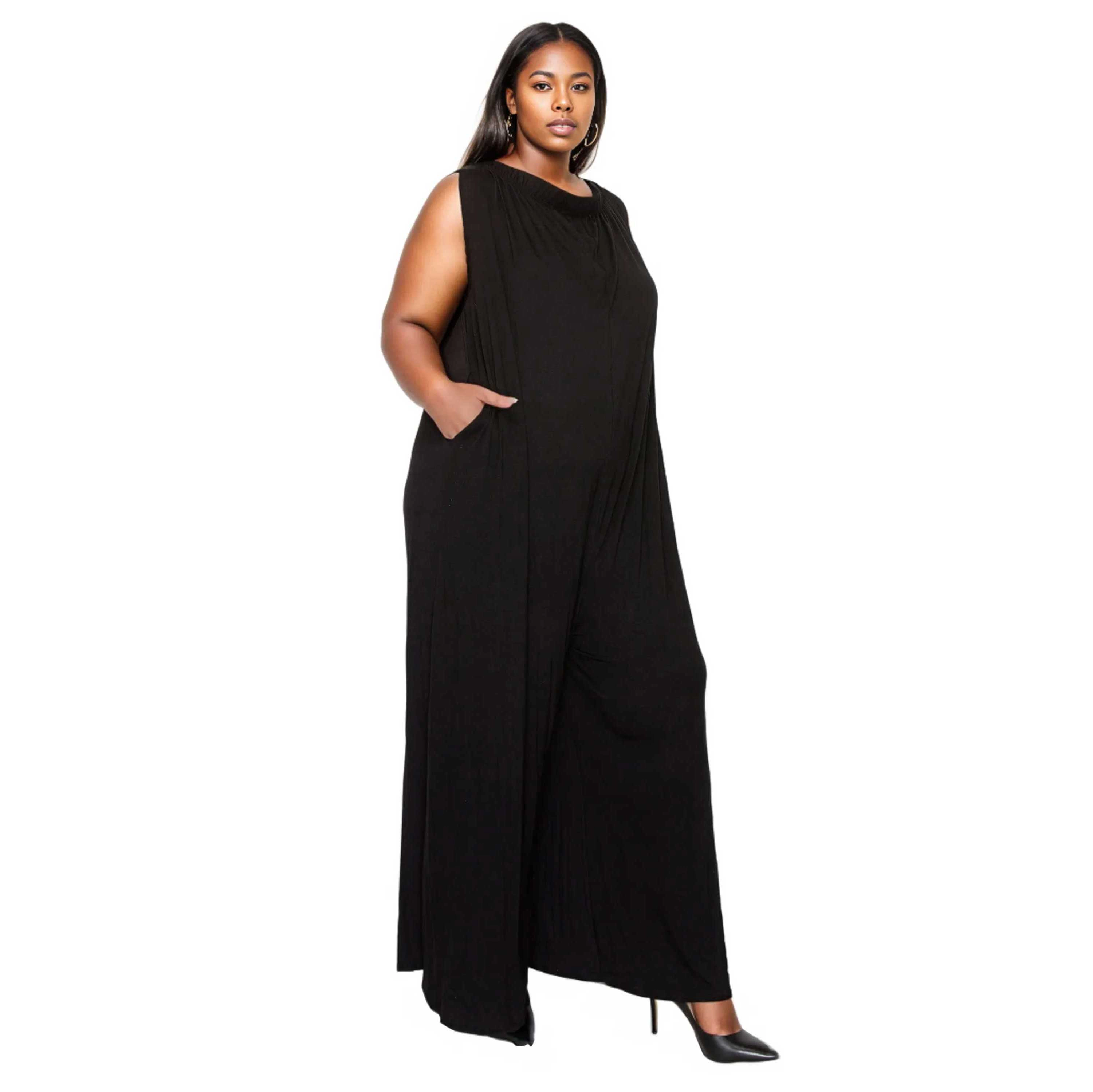 L I V D Women's Plus Olson Wide Leg Pocket Jumpsuit