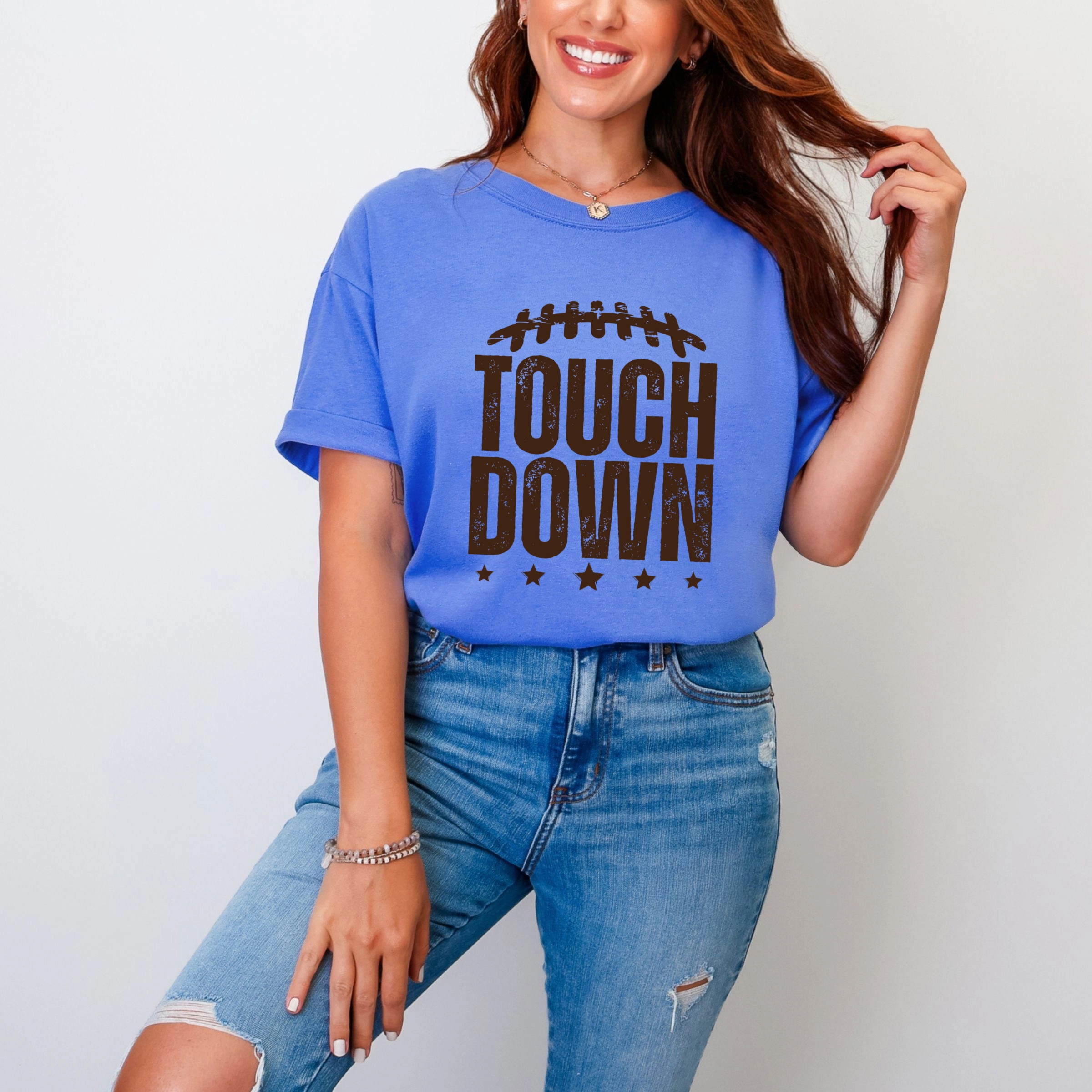 Simply Sage Market - Women's Garment Dyed Graphic T-Shirt Touch Down Stars