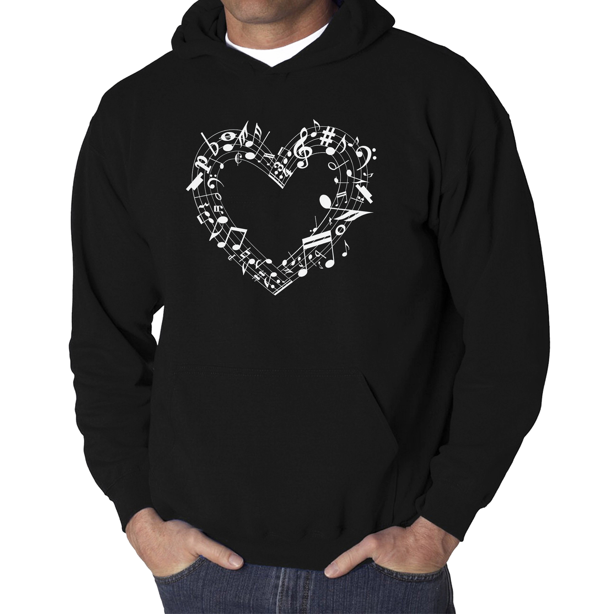 LA Pop Art Sheet Music Heart - Men's Word Hooded Sweatshirt