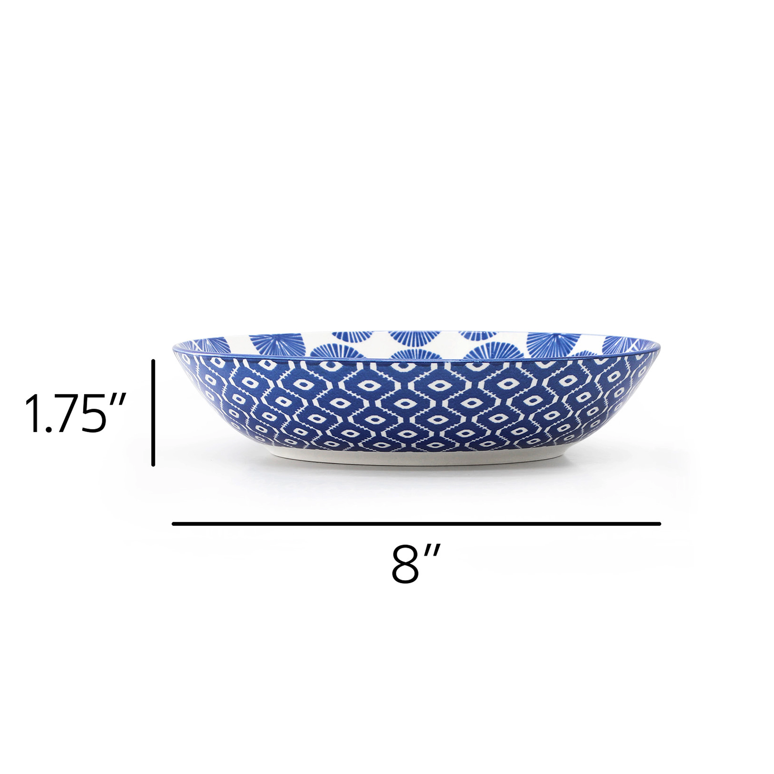 Elama Aurora 6 Piece Assorted Porcelain Bowl Set in Blue