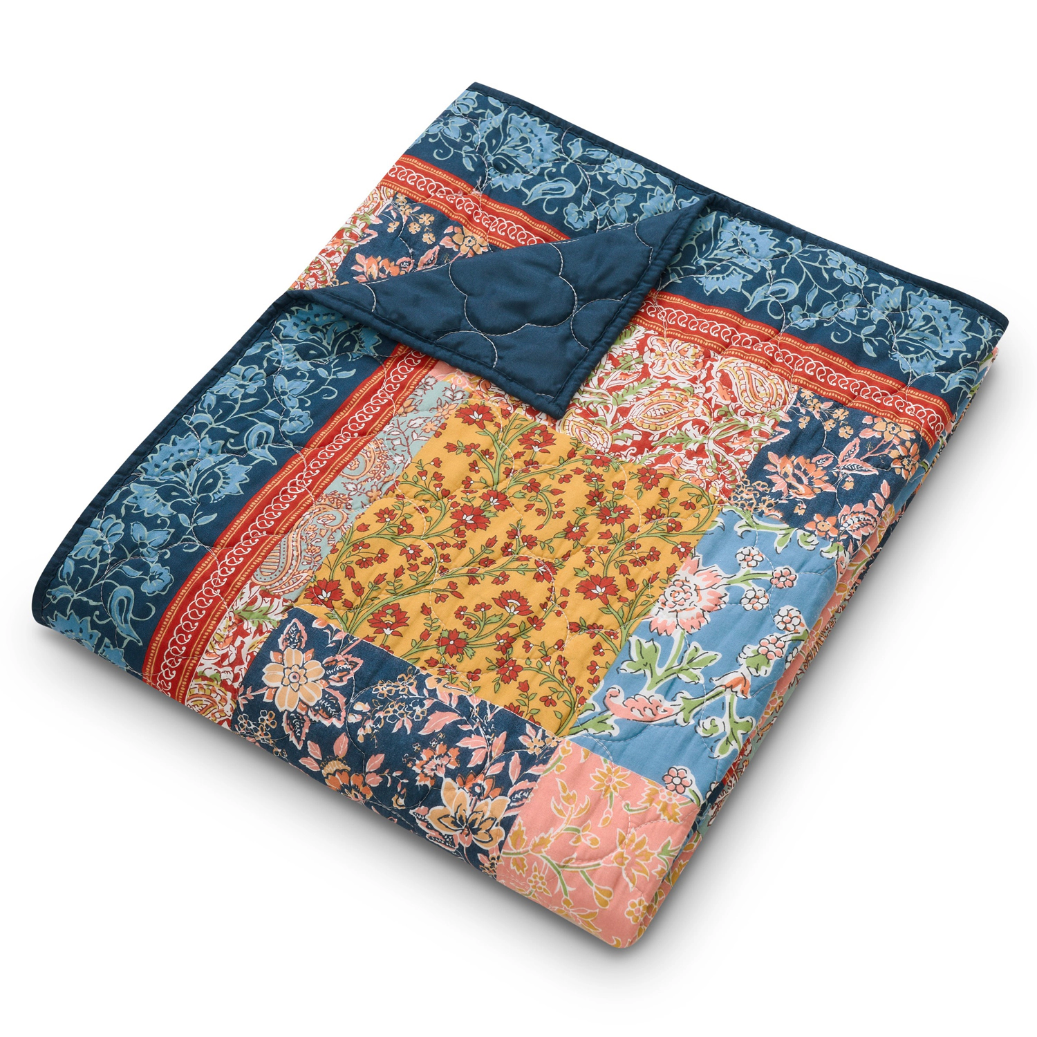Greenland Home Fashions Tangier Accessory Cotton Face Microfiber Back Throw 50x60 Multi