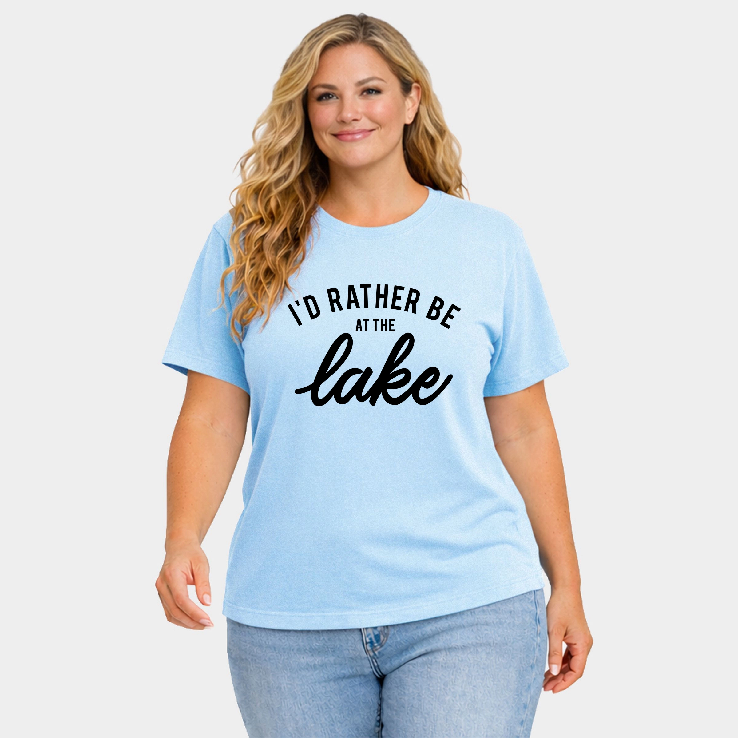 Simply Sage Market - I'd Rather Be At The Lake Women's Plus Sized Garment Dyed Graphic T-Shirt