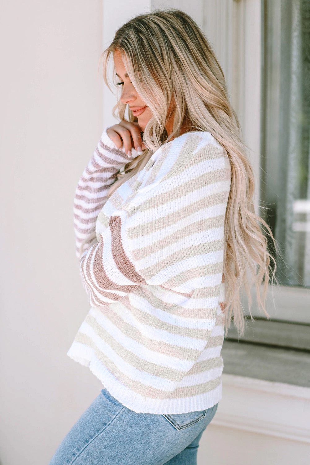 Threaded Pear Women's Magnolia Stripe Slouchy Sweater