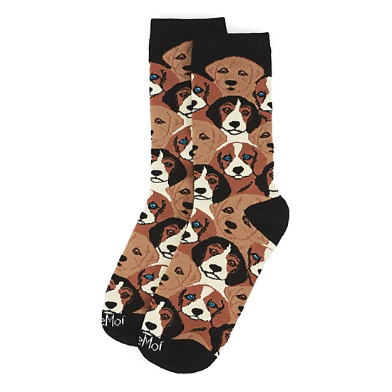MeMoi Women's Puppy Bamboo Blend Crew Socks