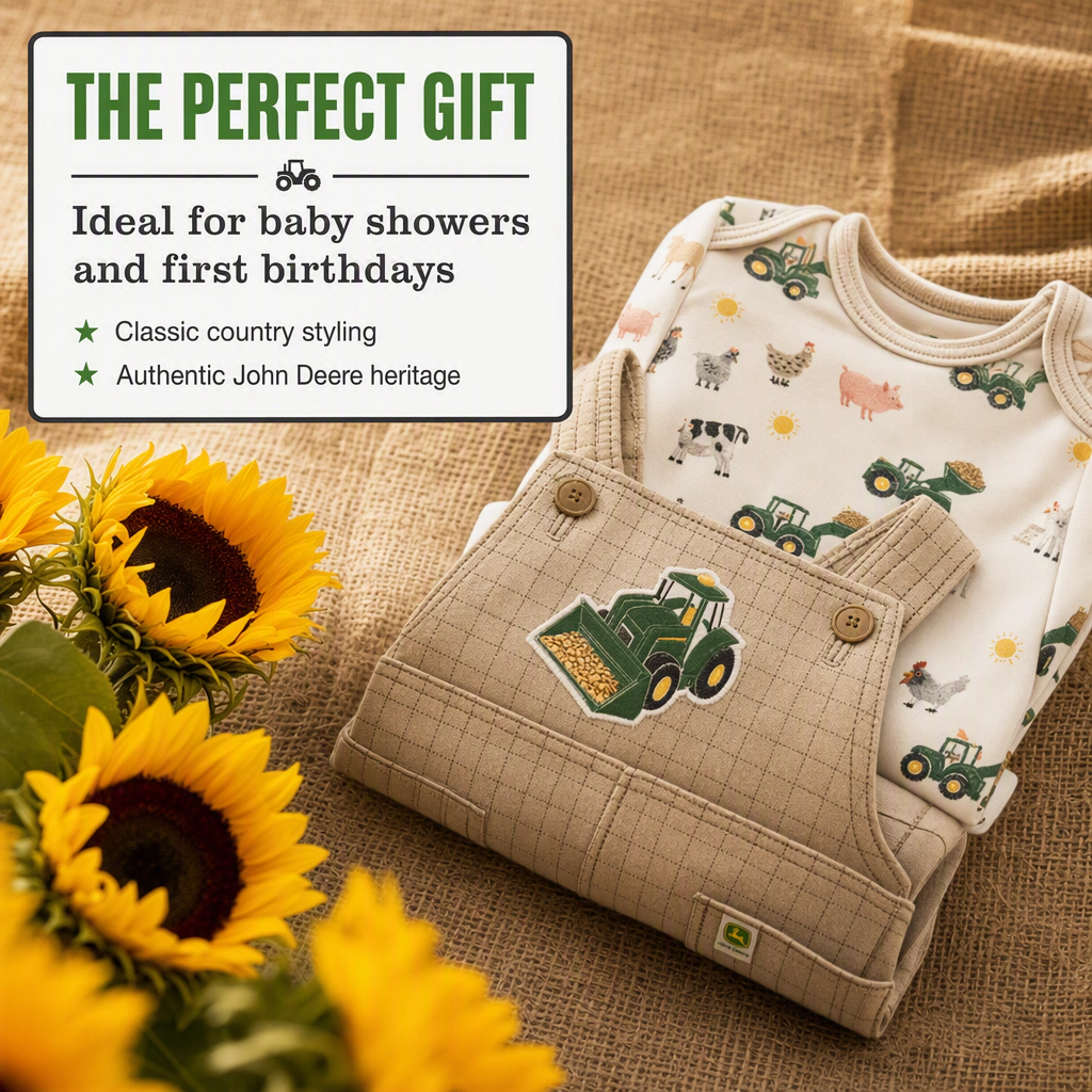 John Deere Baby Boys' 2-Piece Bodysuit and Overalls Set