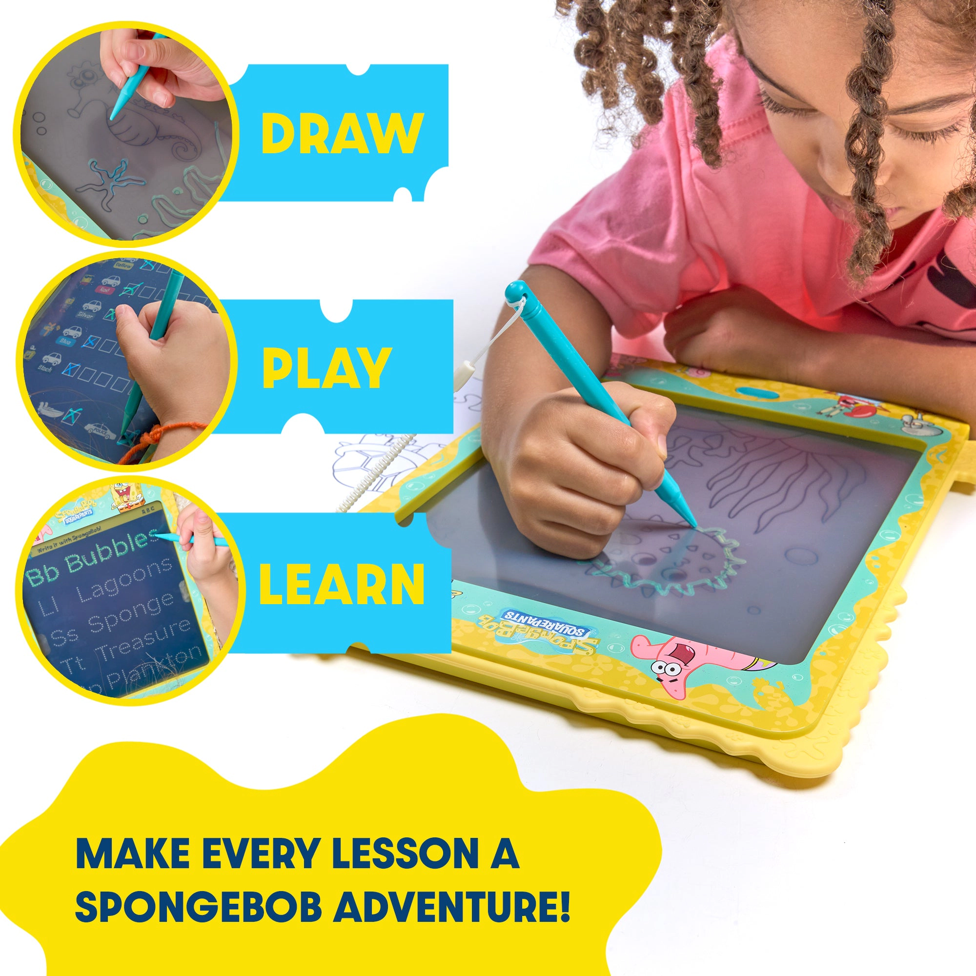 SpongeBob SquarePants Kids LCD Doodle Drawing Tablet - Bubble Turquoise