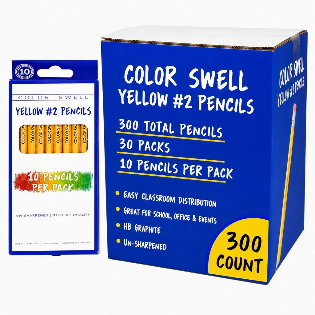 Color Swell Yellow Bulk Pencils, 30 Packs, 10 per Pack (10 Total)