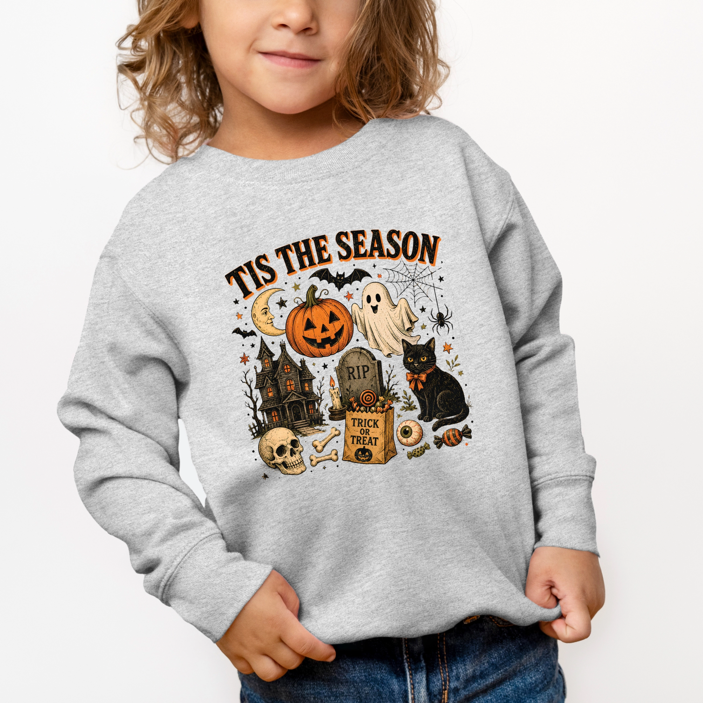 The Juniper Shop - Toddler Graphic Sweatshirt Tis Season Haloween Collage