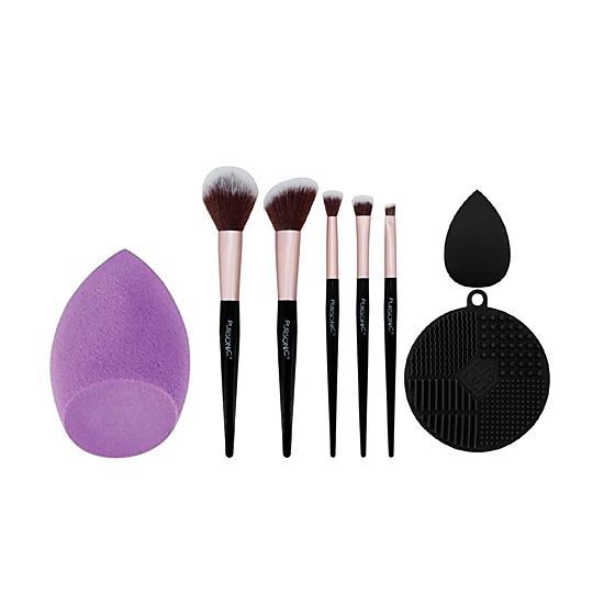 Pursonic 8-Piece Pro Makeup Application Set – 7 Brushes + Blending Sponge