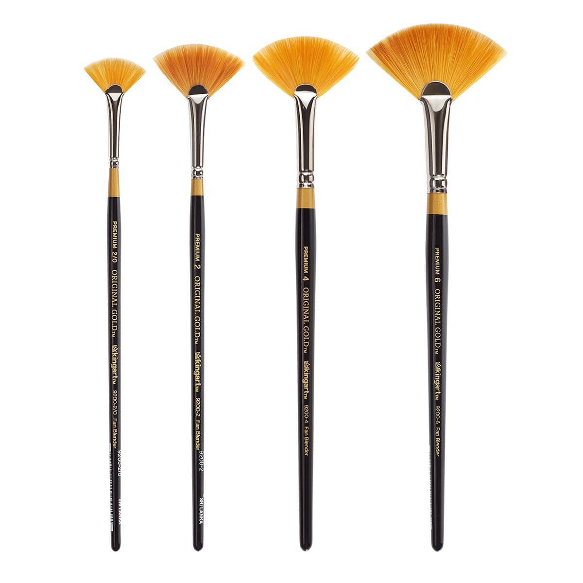 KINGART Original Gold 9200 Fan Blender Brush Set - 4 Pc