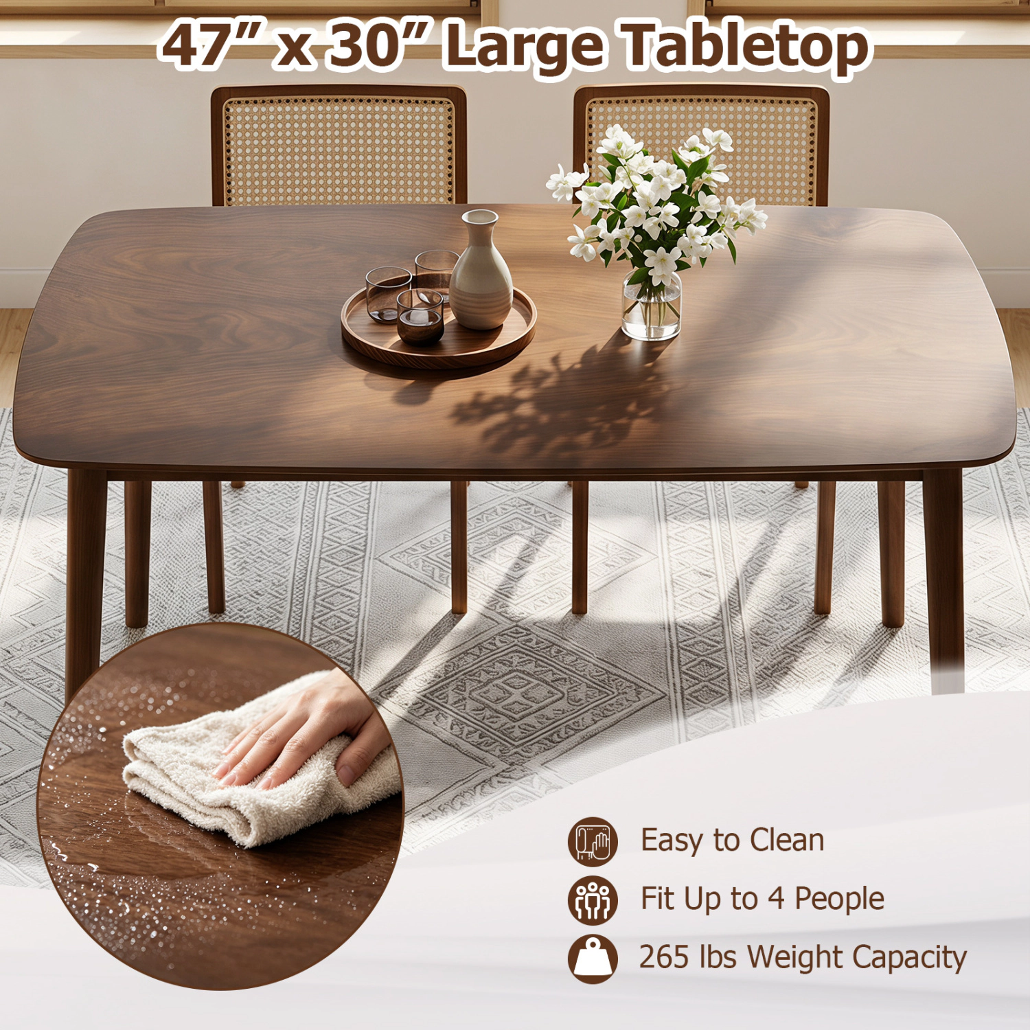 LJG Rectangular Kitchen Table for Living Room Breakfast Nook