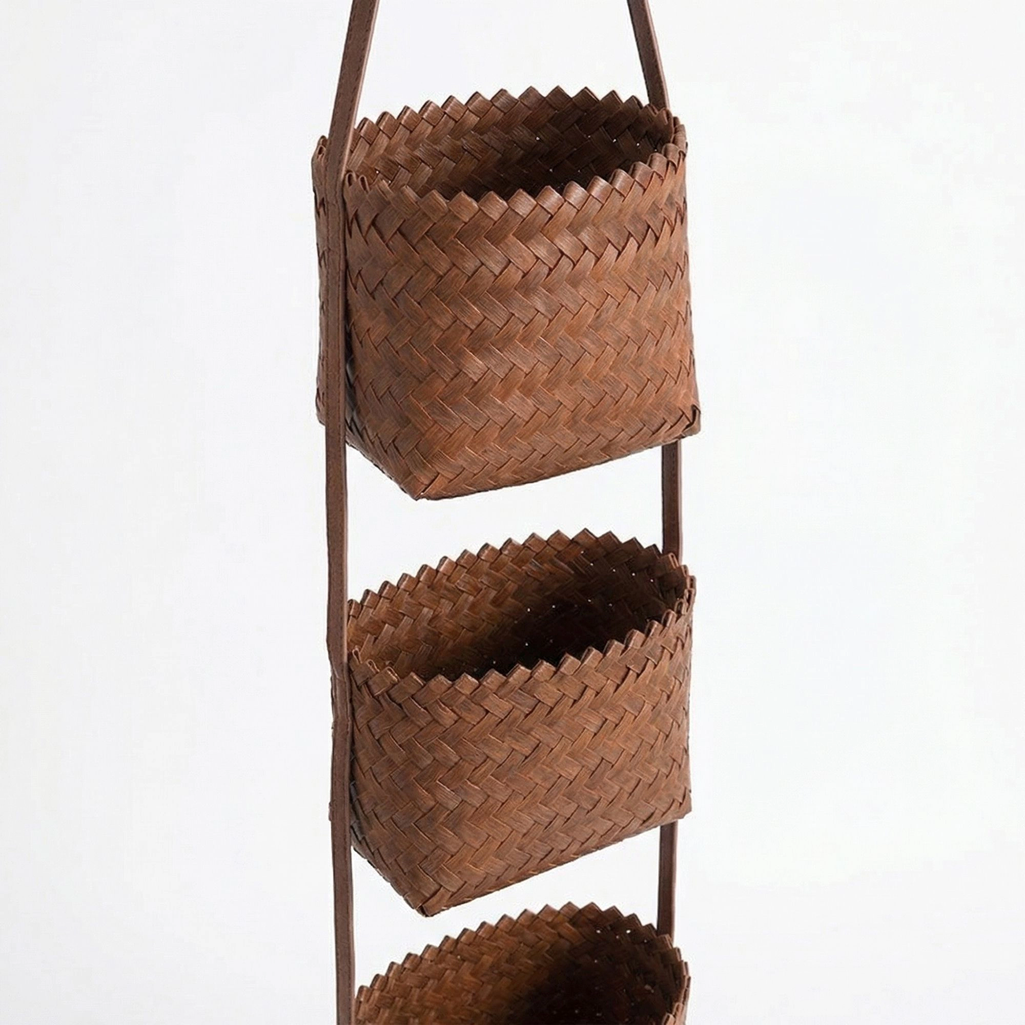 Alilang Unisex 3 Tier Hanging Wall Storage Basket Organizer Woven Style Vertical Storage for Bathroom Entryway