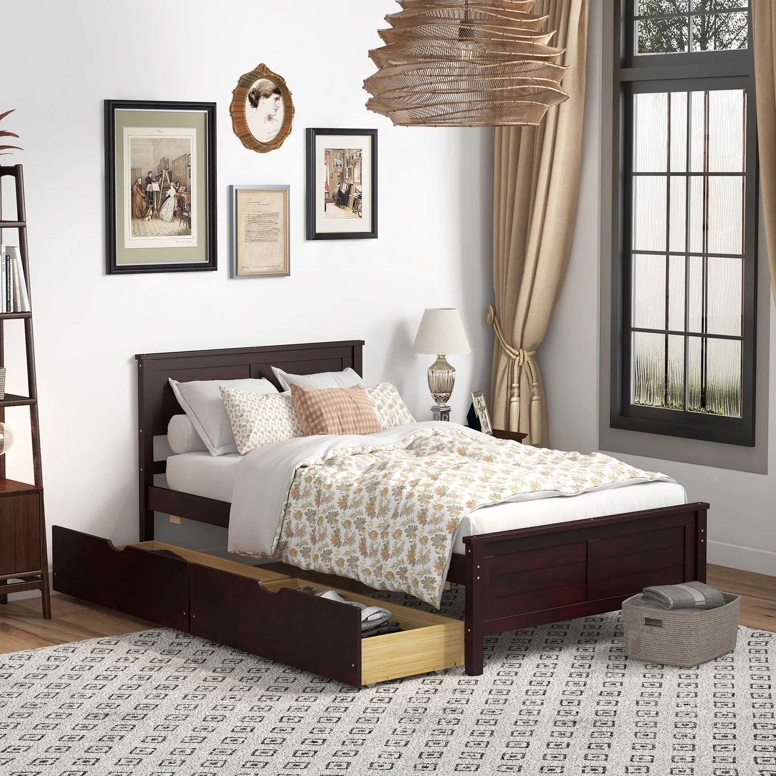 SlickBlue Wood Platform Bed with Underbed Storage Drawers for Bedroom Organization
