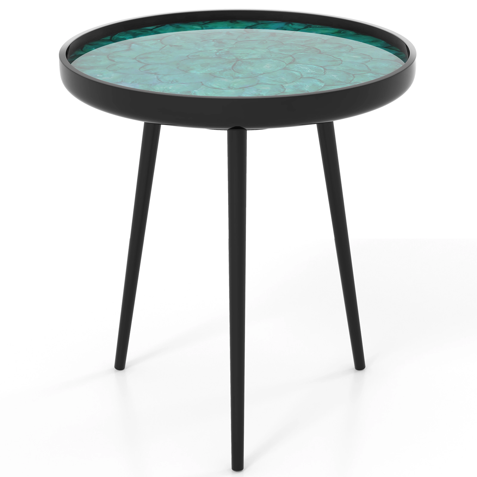 LJG Mid-Century Modern Coffee End Table with Sea Shell Decoration