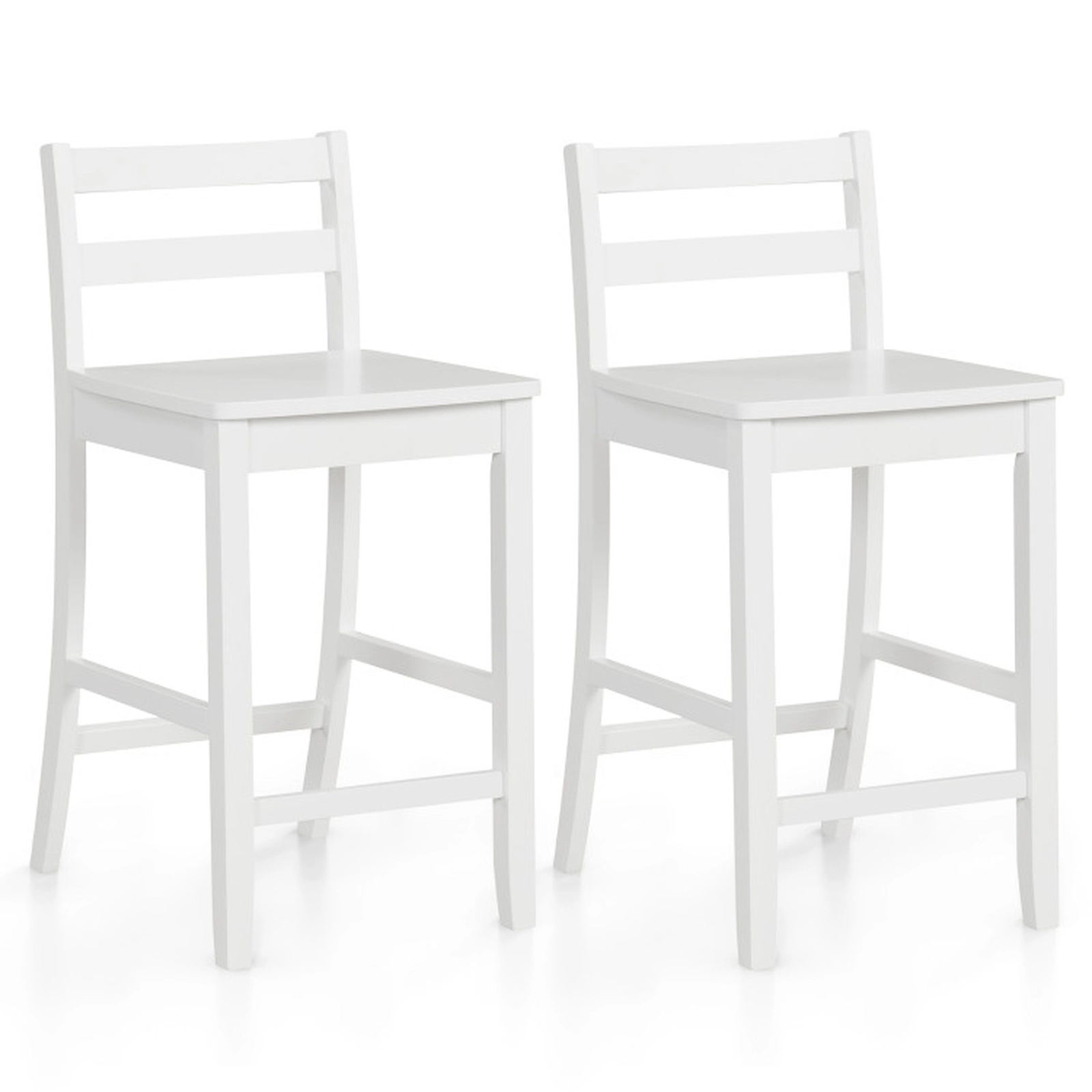 SUGIFT Set of 2 White 24-in Counter-Height Wood Bar Stools, 400-lb Capacity