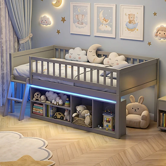 yunn *kids LIFE SSD6個セット SUGIFT Twin Size Loft Toddler Bed with Adjustable LED Lights