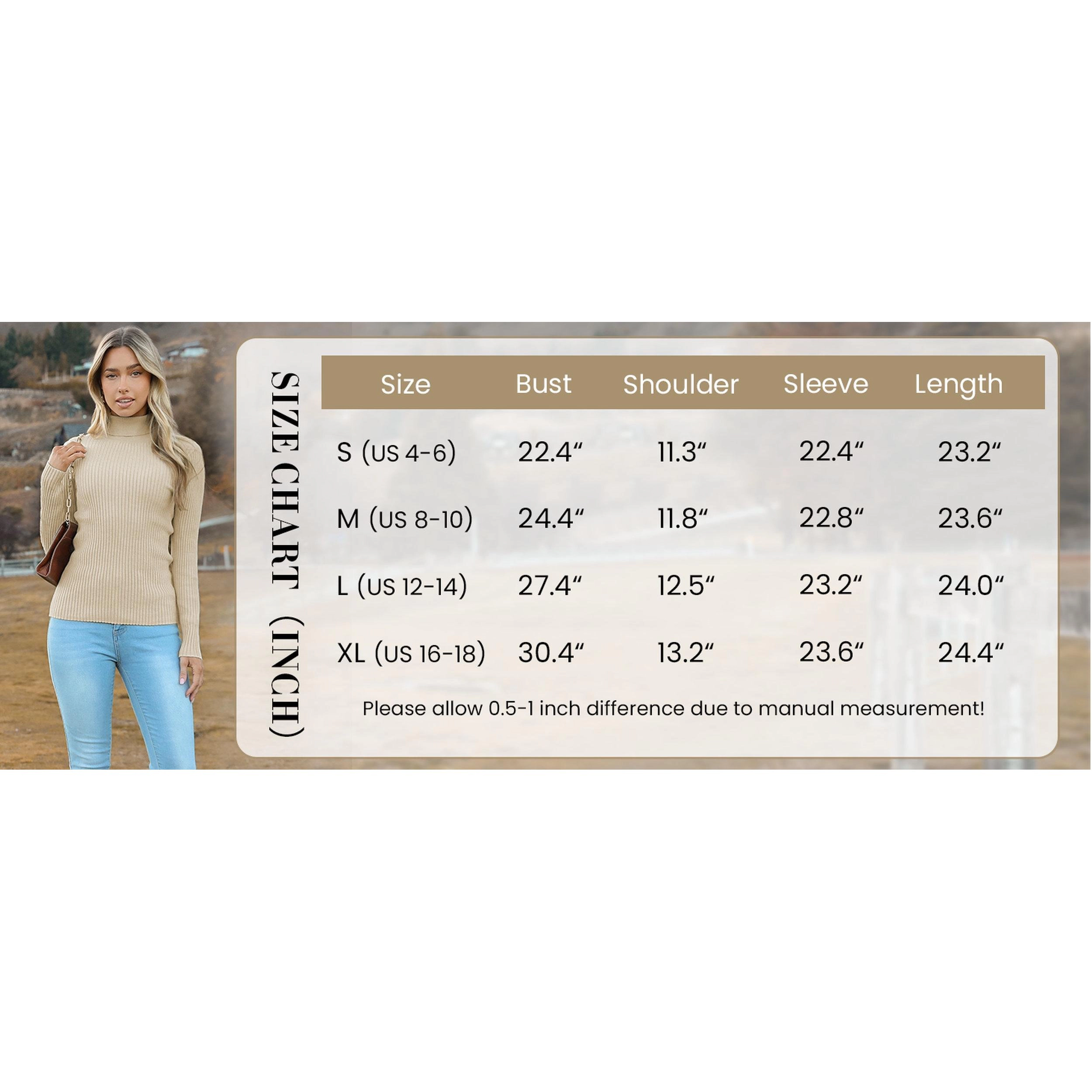 Zeagoo Women's Turtleneck Long Sleeve Fitted Ribbed Knit Pullover