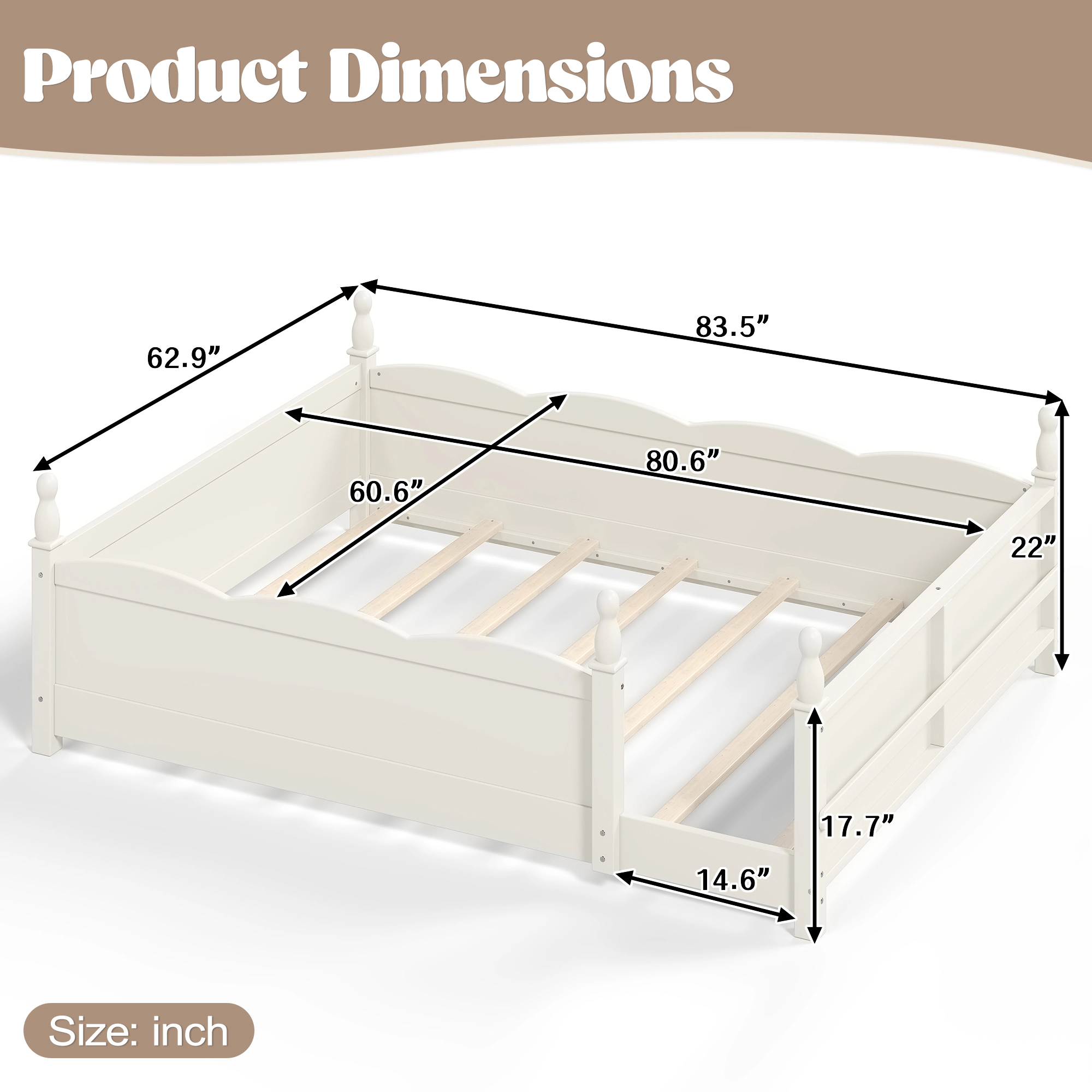 GOODSILO Solid Wood Queen Bed Frame
