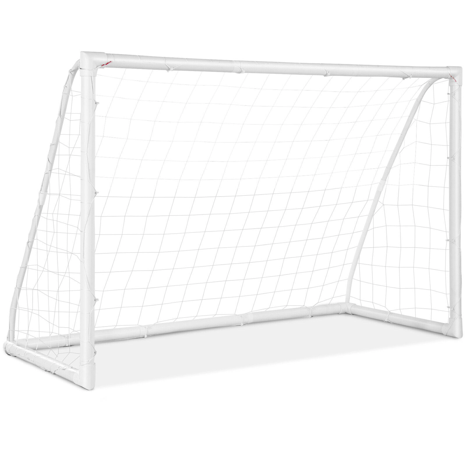 SUGIFT 6-ft x 4-ft UPVC Frame Soccer Goal with 6 Ground Pegs Waterproof PE Net and Triangular Bracing