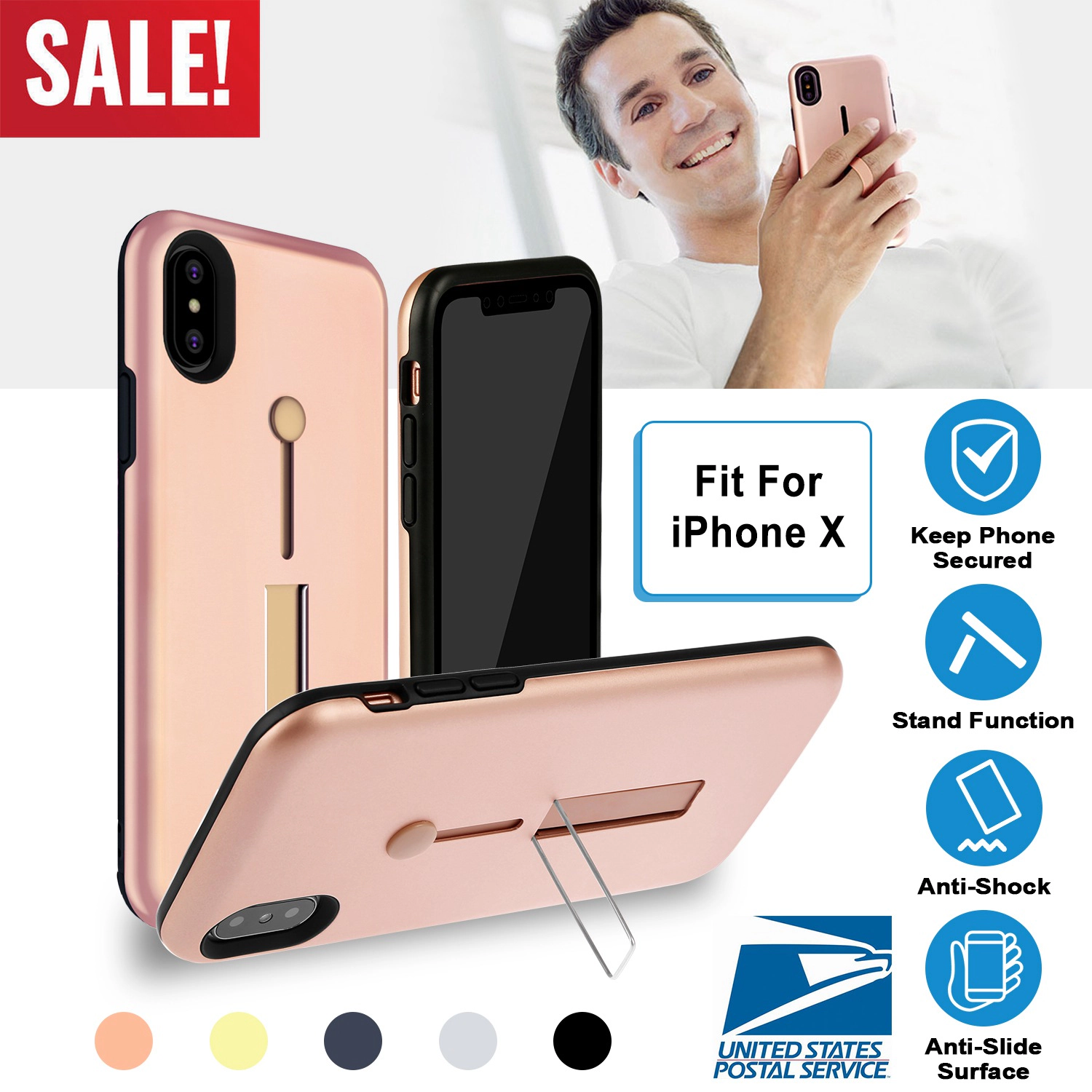 GBruno Dual-Layer IPhone X Case With Finger Strap