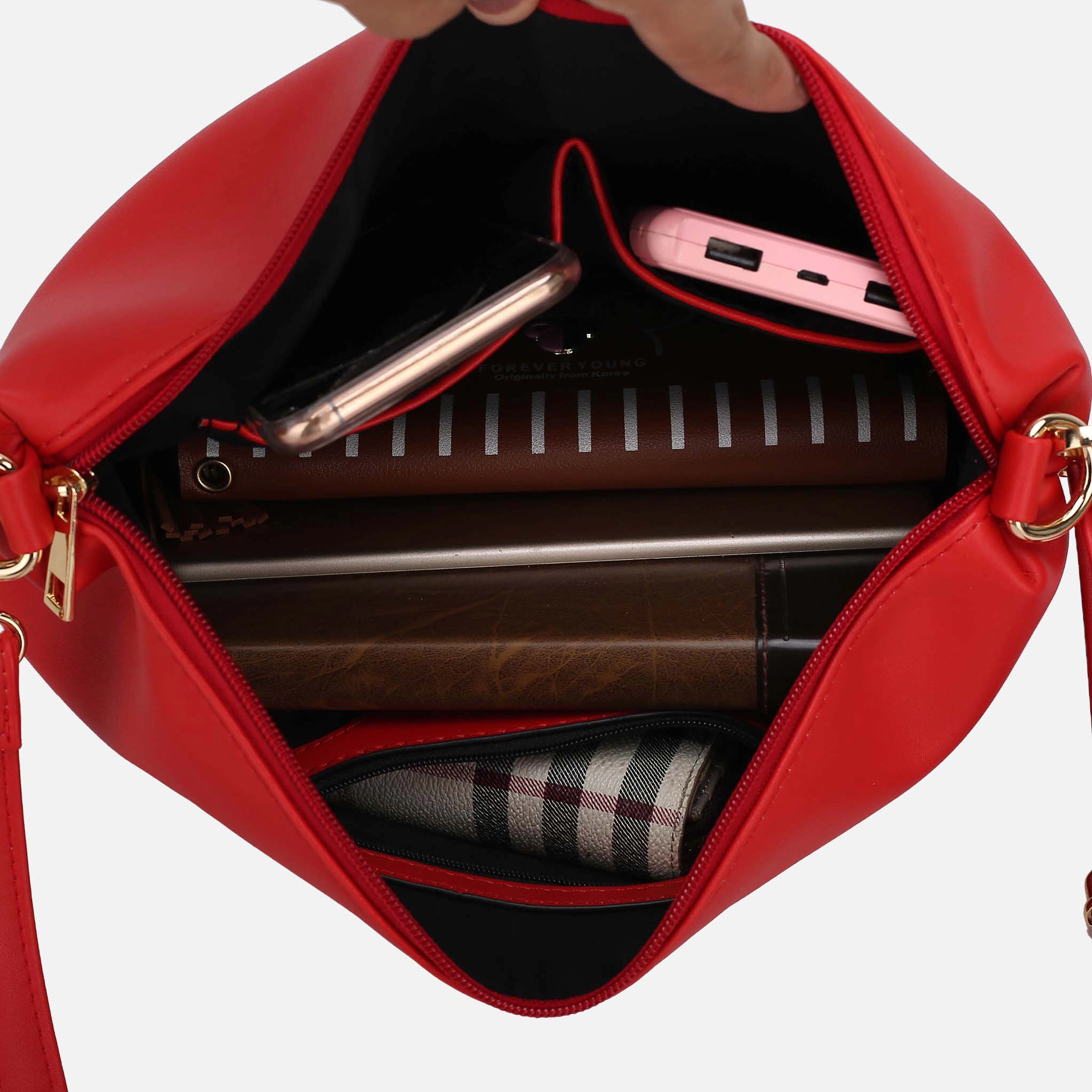 Mia K Collection Danielle Reversible Shopper Tote Bag - Vegan Leather, Flower Print, Removable Crossbody Pouch