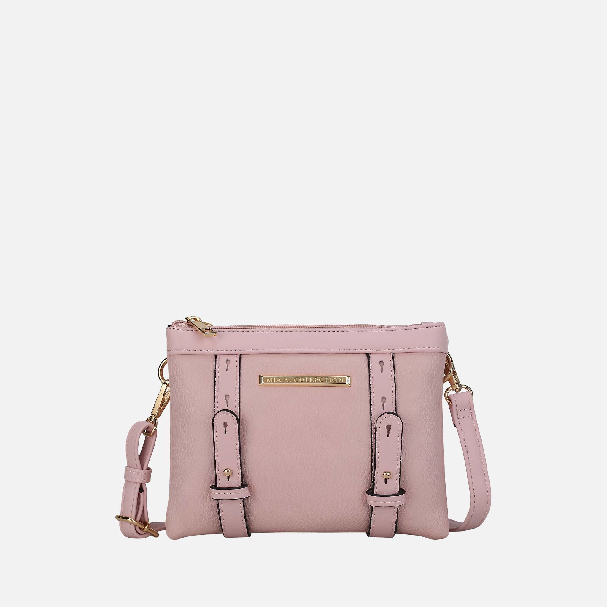 Mia K Collection Elsie Vegan Leather Compact Crossbody, Gold-Tone Hardware