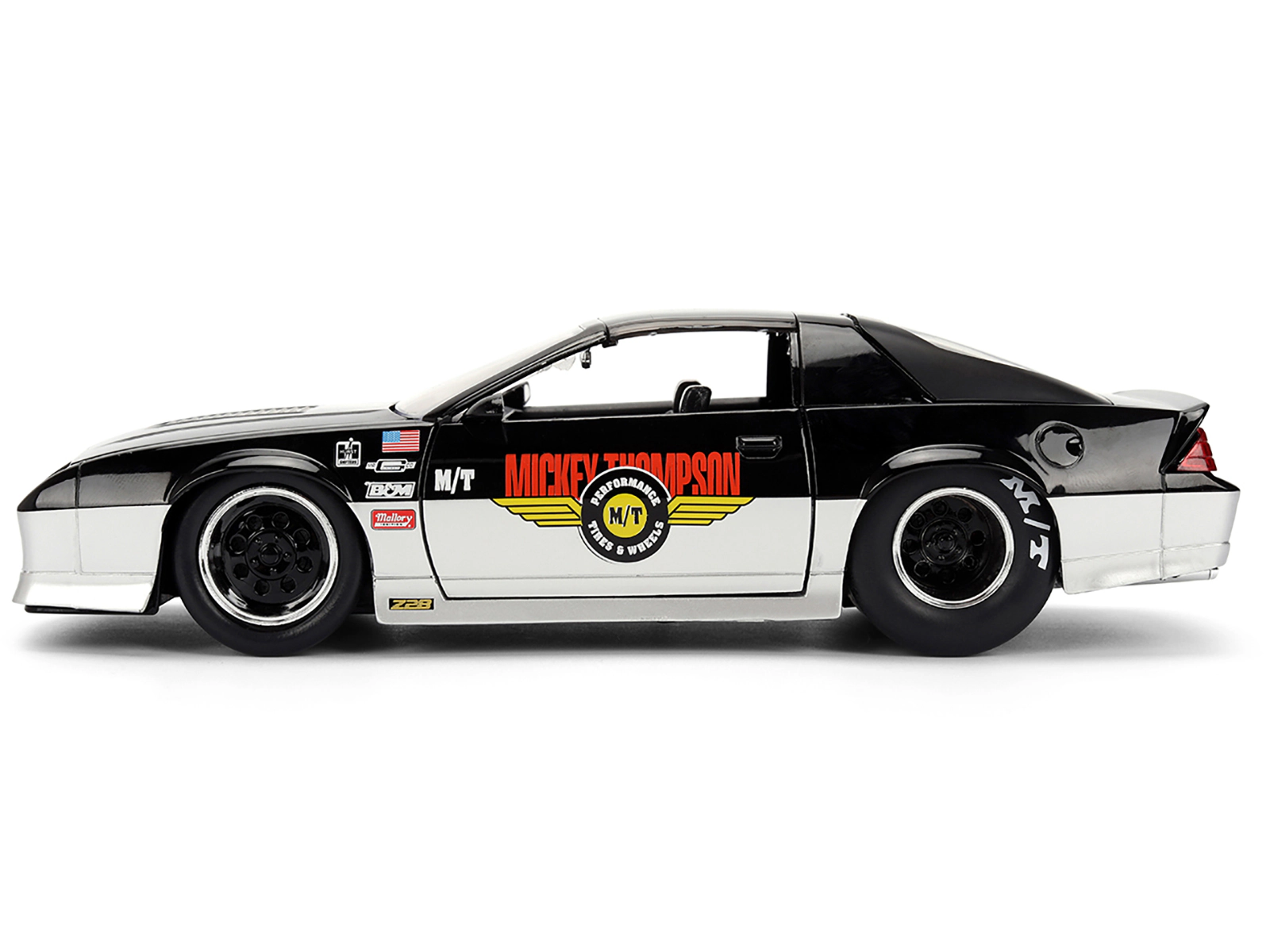 Jada 1985 Chevrolet Camaro Z28 "Mickey Thompson" Black and Silver Metallic "Bigtime Muscle" Series 1/24