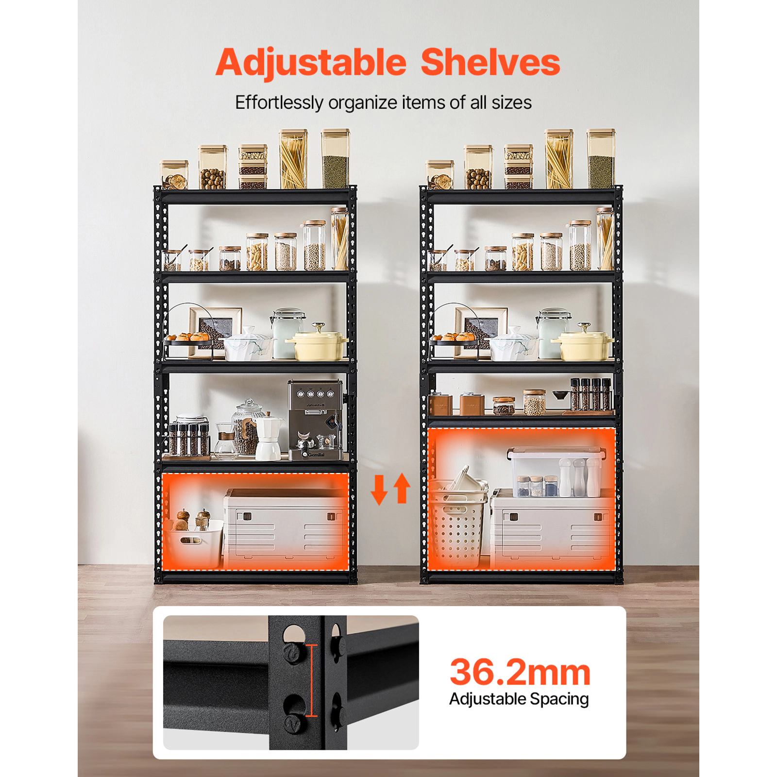 Flynama Storage Shelves 16Inches D x 32Inches W x 62 4/5Inches H 5-tier Garage Storage Shelving