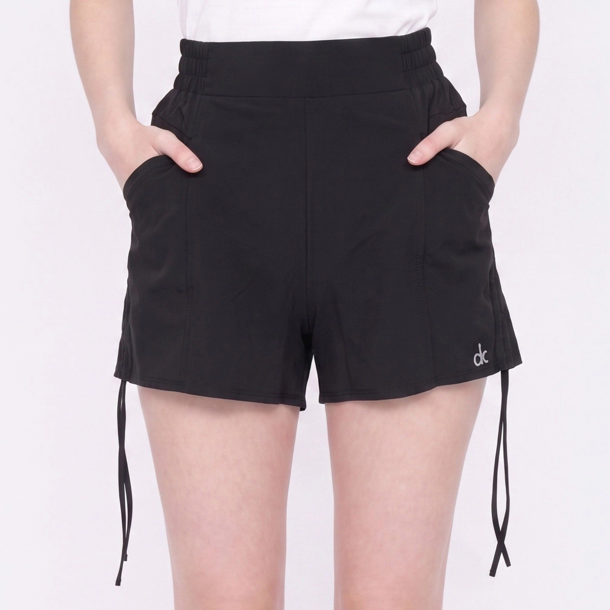 Anna-Kaci Women's High Waist Athletic Shorts with Side Pockets Drawstring Hem and Elastic