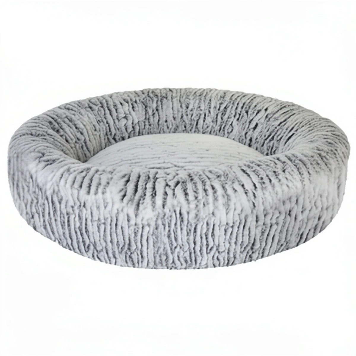 Sleep Zone 2 Tone Plush Bed - White & Black - 24 in.