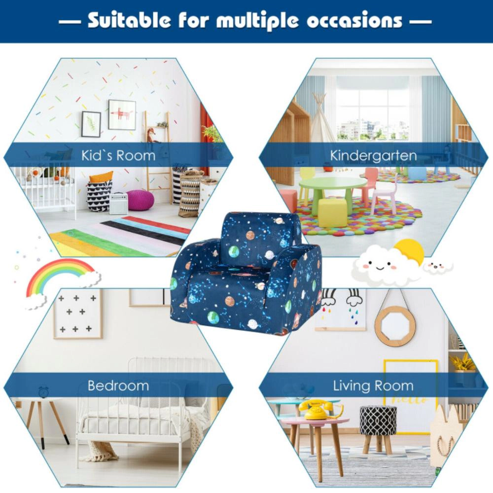 Hivvago 3-In-1 Convertible Kid Sofa Bed Flip-Out Chair Lounger For Toddler