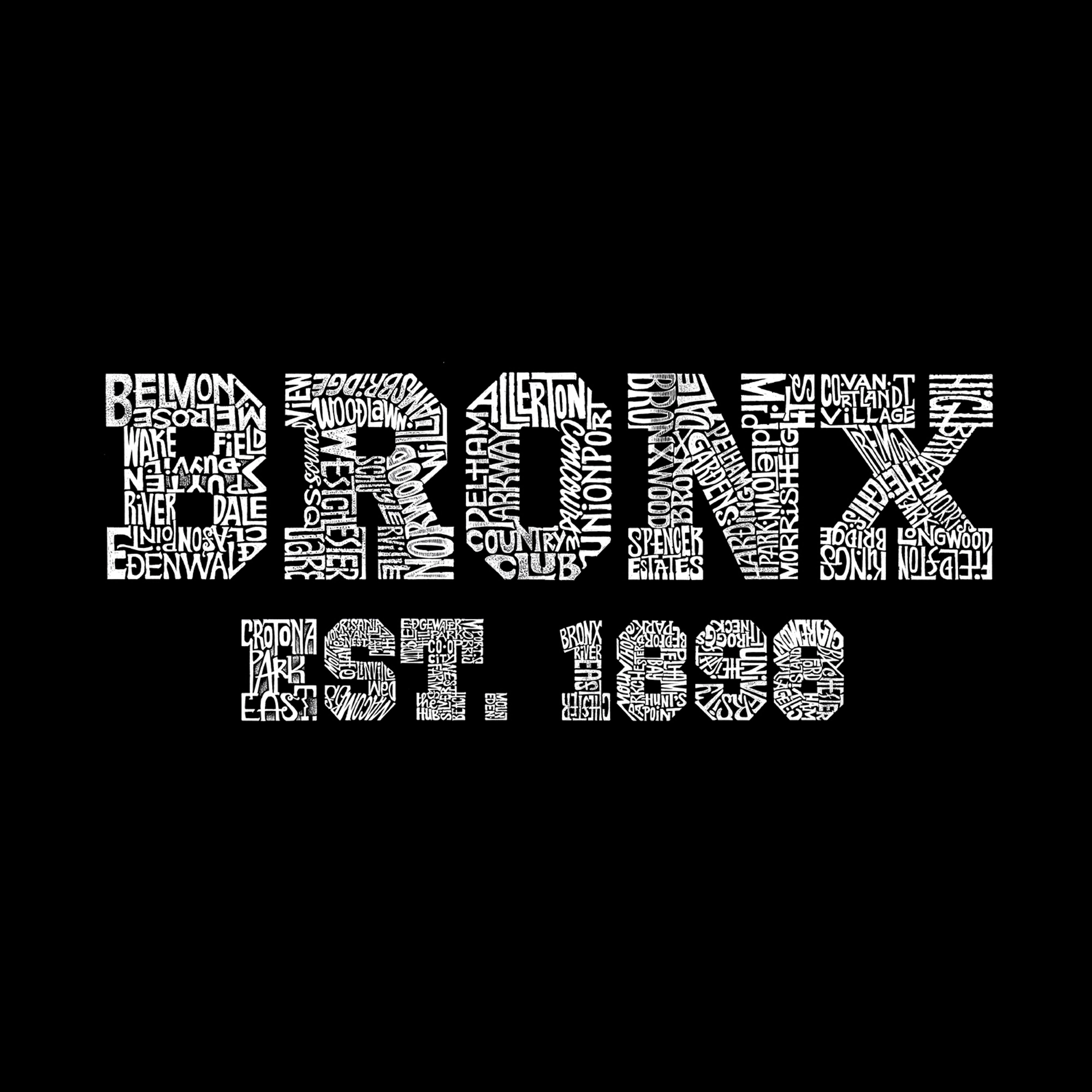 LA Pop Art Men's Bronx Neighborhoods Word T-Shirt