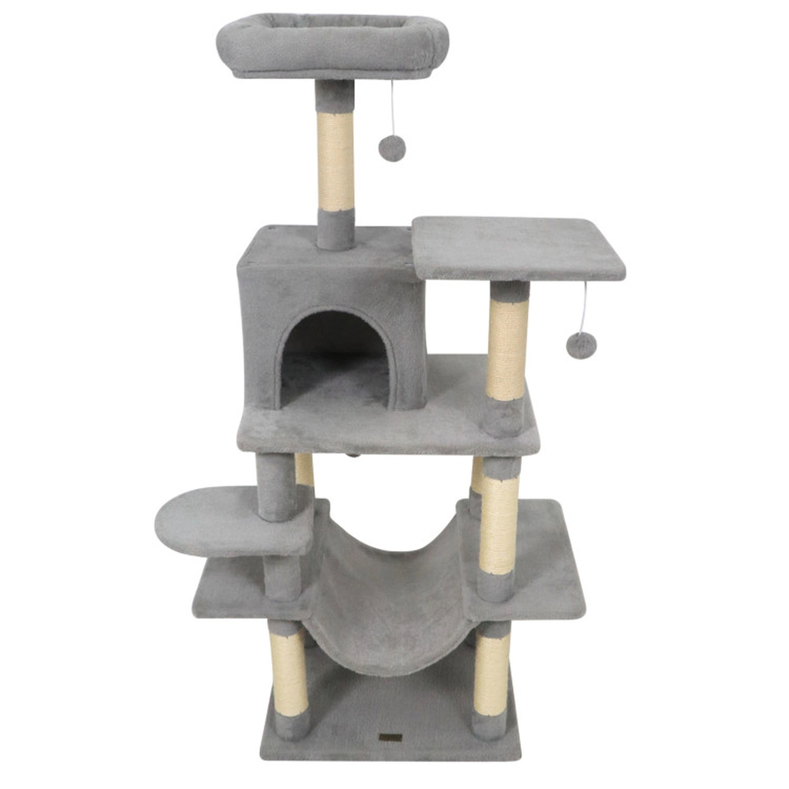 SUGIFT 58-in Light Gray Multi-Level Plush Cat Tree Tower with 14-in Padded Top Perch and Anti-Tip Device