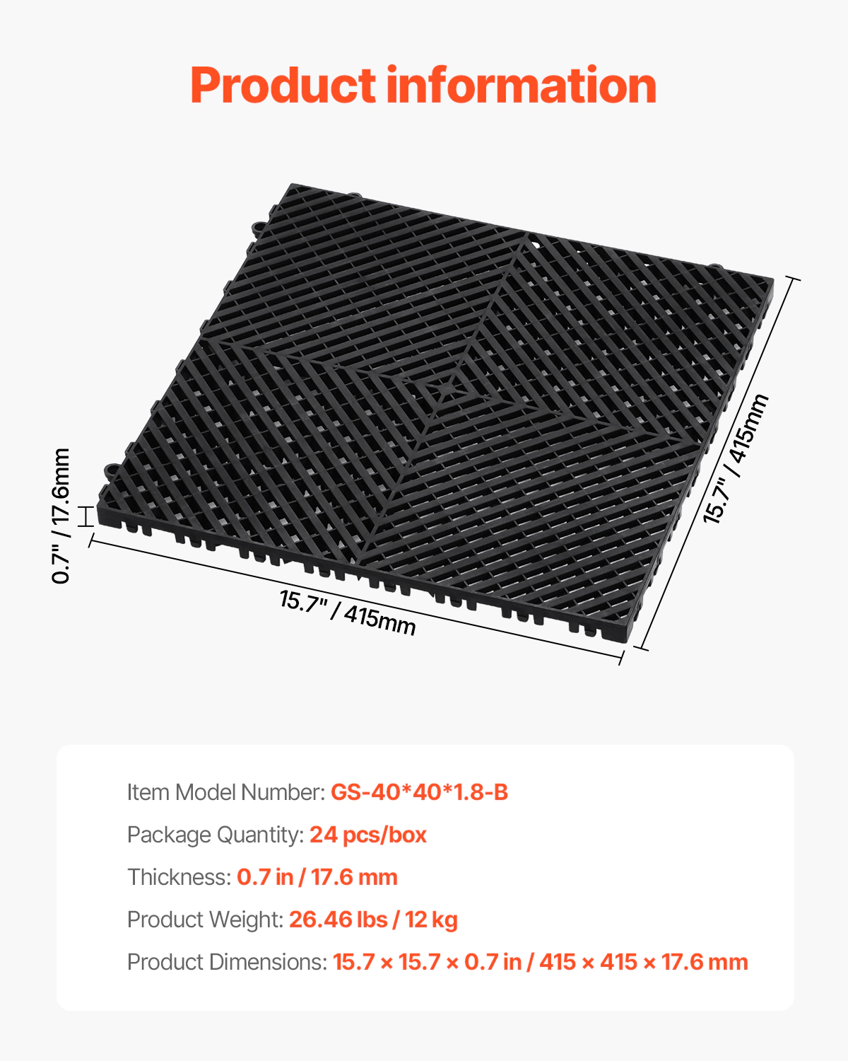 HONGGE Interlocking Drainage Mat Modular Interlocking Cushion Splicing Drainage Mats Non-Slip PP Drainage Floor Tile