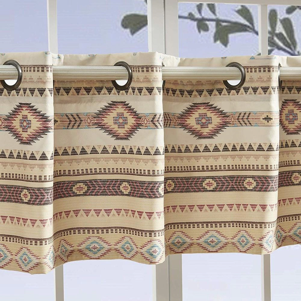 Barefoot Bungalow Phoenix Fabric with Grommets Rods Window Treatment Valance 84x16" Tan