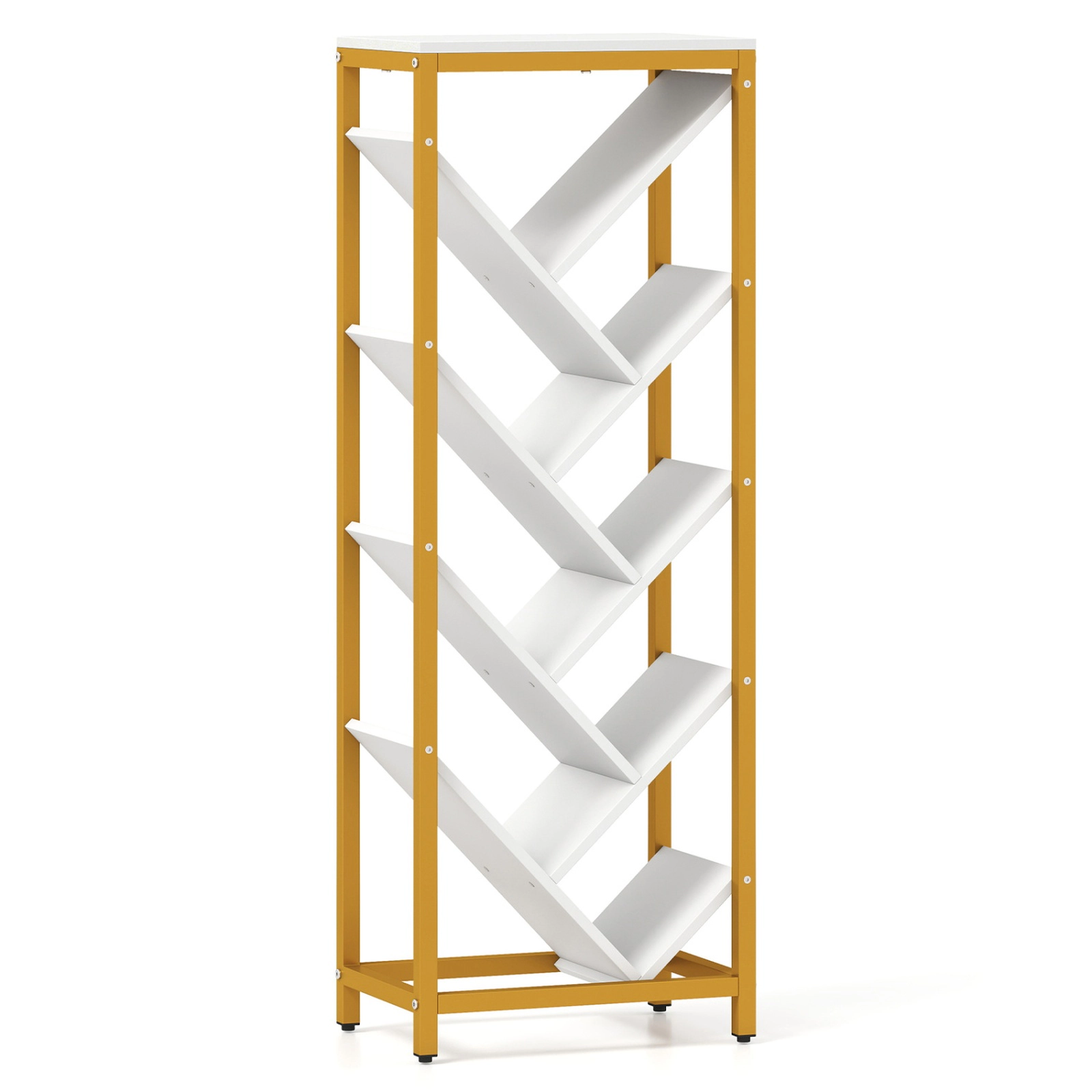 SUGIFT 9-Tier Freestanding Tree Bookcase for Hardcover Books 42-in Tall 132-lb Total Capacity 22-lb Shelf Capacity White