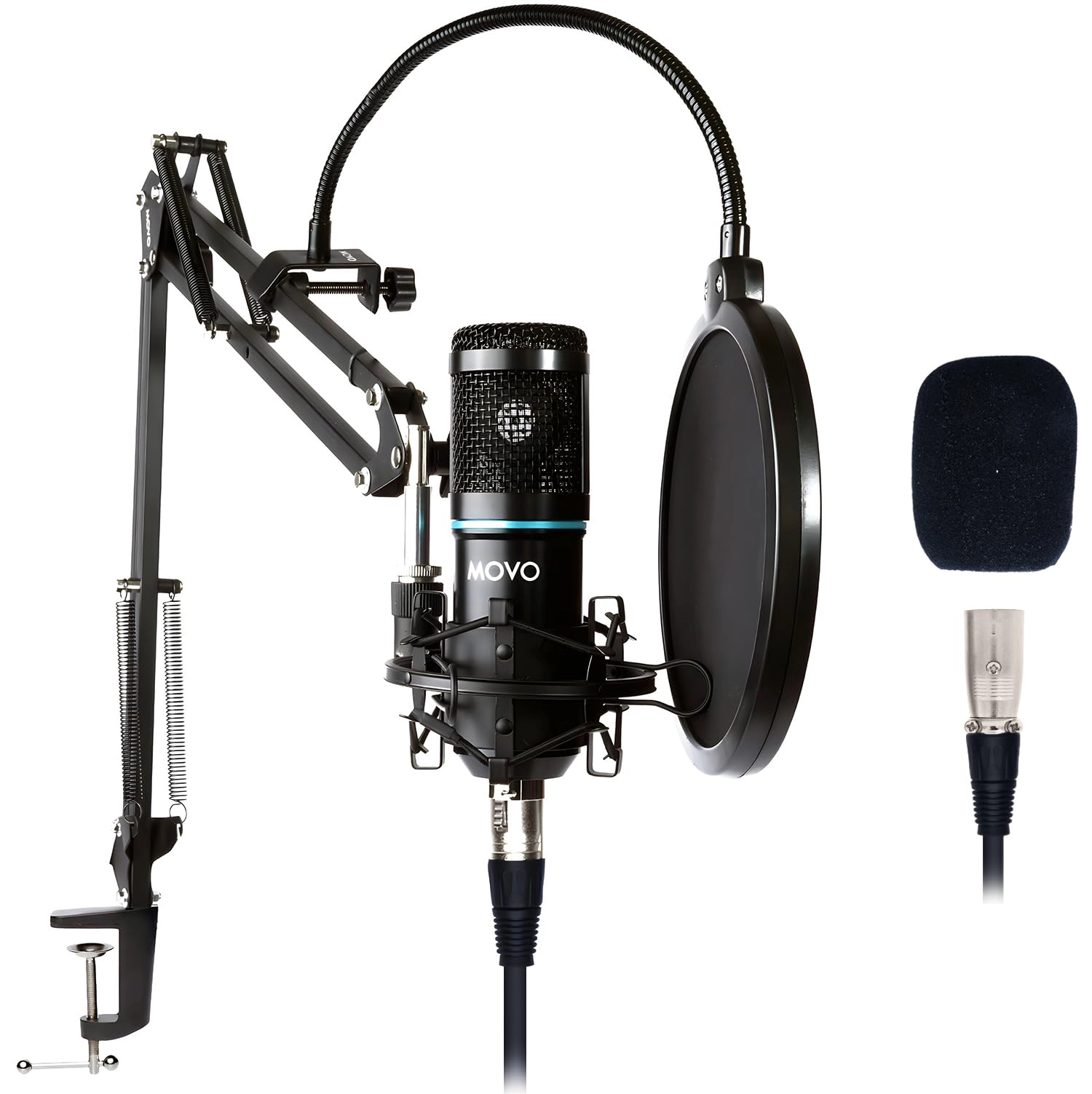 Movo PodPak Podcast Equipment Bundle with Microphone Boom Arm and Pop Filter