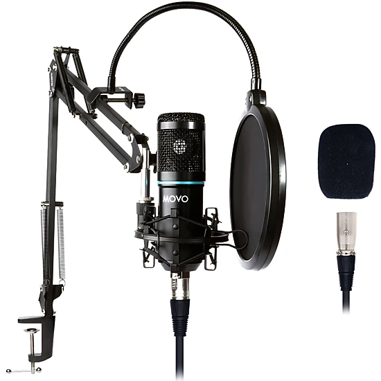 Movo PodPak Podcast Equipment Bundle with Microphone Boom Arm and Pop Filter